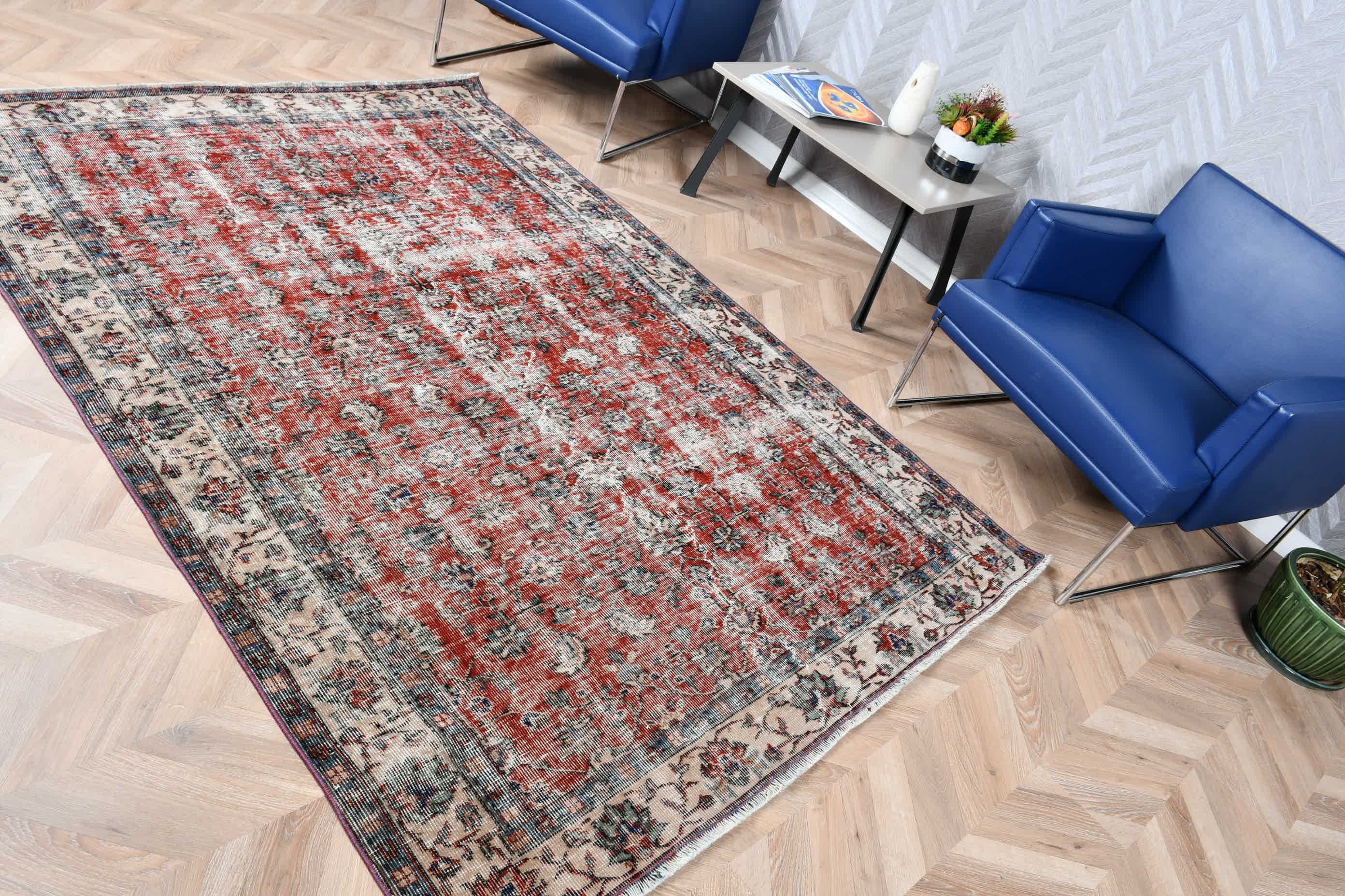 Antique Rugs, Vintage Rug, Turkish Rug, 5.2x7.5 ft Area Rugs, Living Room Rugs, Indoor Rug, Rugs for Floor, Oushak Rug, Red Moroccan Rugs