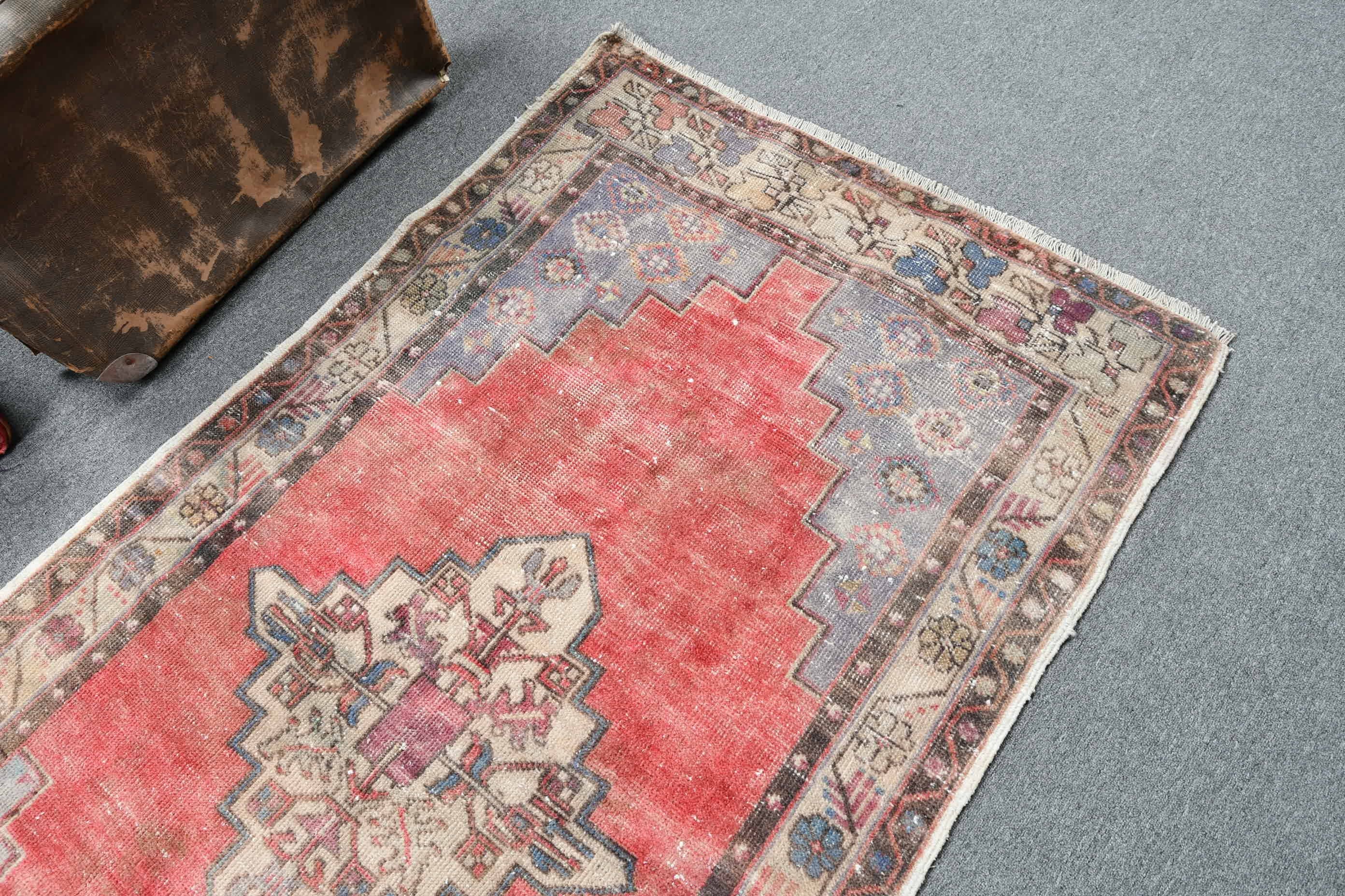 3.6x6.8 ft Area Rugs, Vintage Decor Rug, Antique Rug, Turkish Rug, Oriental Rug, Red Wool Rug, Nursery Rug, Vintage Rug, Living Room Rug