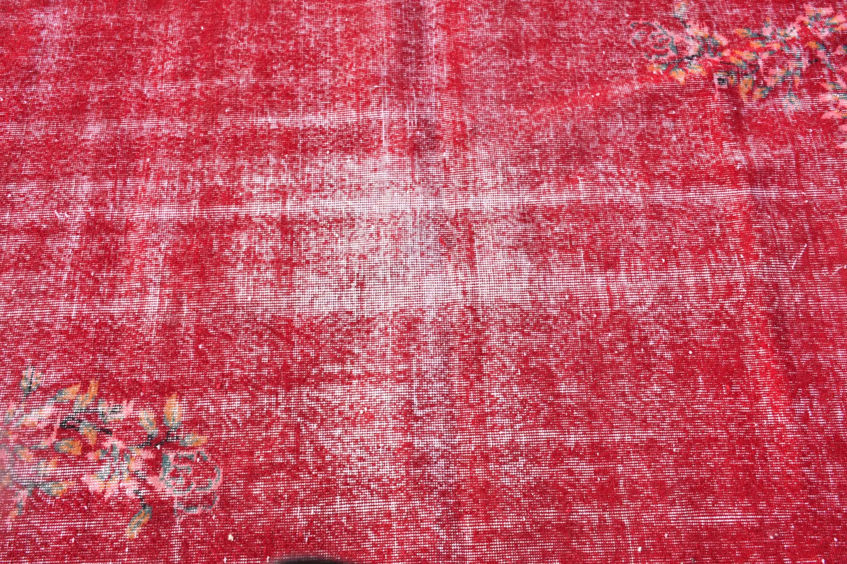 Red Bedroom Rugs, Wool Rug, Turkish Rug, Rugs for Nursery, 3.7x6.7 ft Area Rugs, Vintage Rug, Dorm Rug, Bedroom Rug, Dining Room Rug
