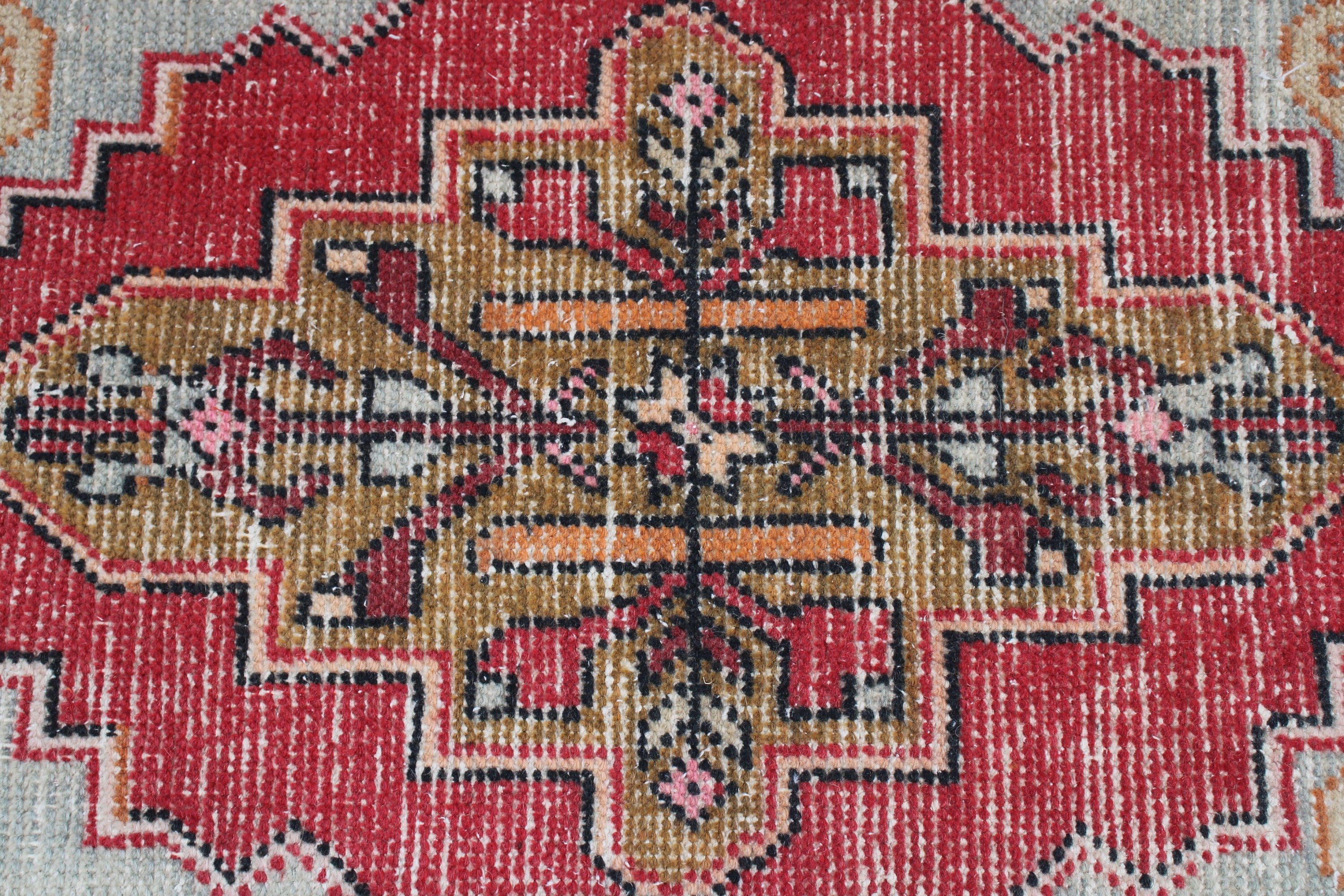 Boho Halı, 1.6x3 ft Küçük Halılar, Türk Halıları, Yün Halılar, Küçük Boho Halı, Küçük Vintage Halılar, Ofis Halıları, Kırmızı Geometrik Halılar, Vintage Halılar