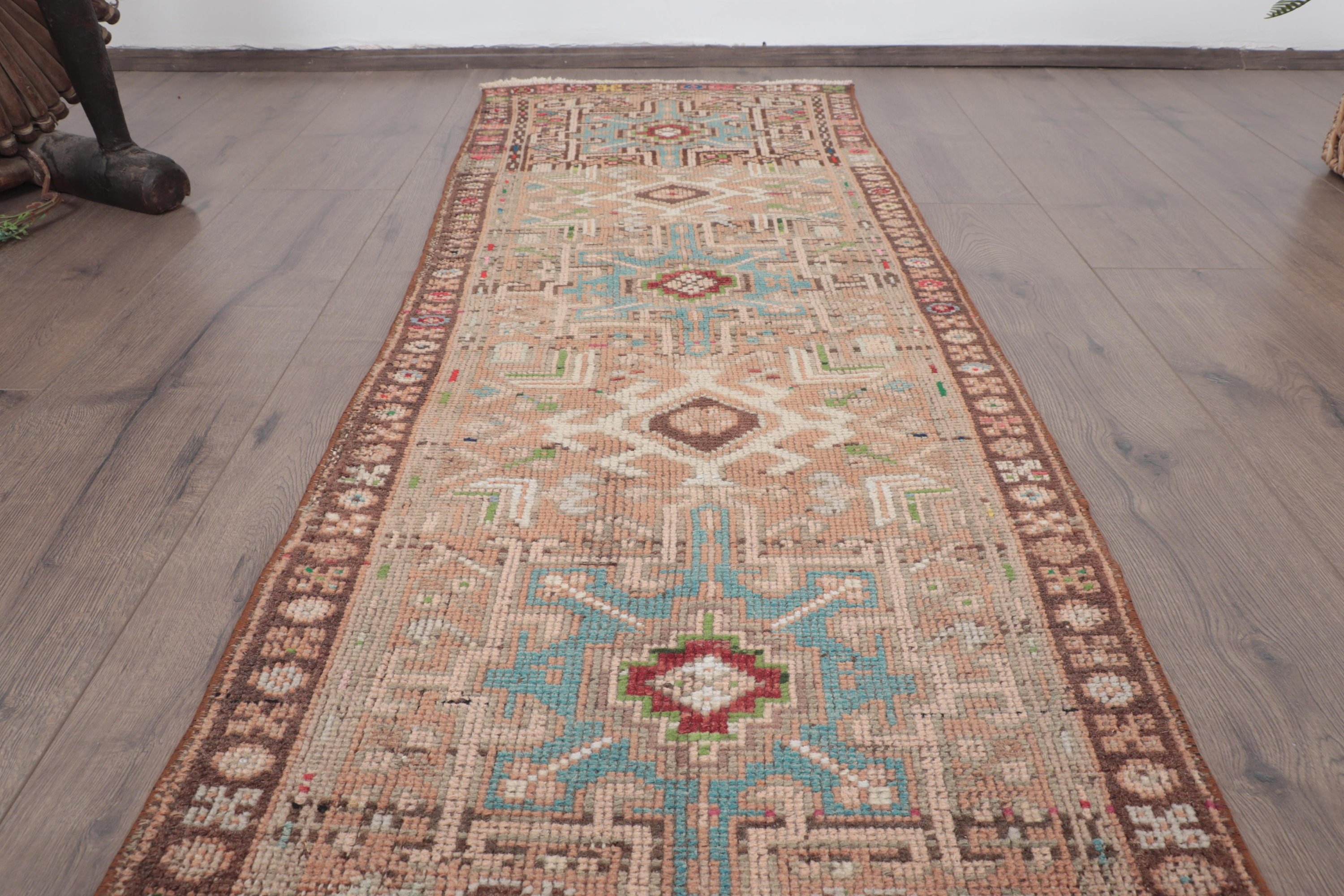 Kahverengi Lüks Halı, Koridor Halısı, Estetik Halılar, Antika Halılar, 1.7x5.1 ft Runner Halısı, Merdiven Halıları, Türk Halıları, Vintage Halı, Havalı Halılar