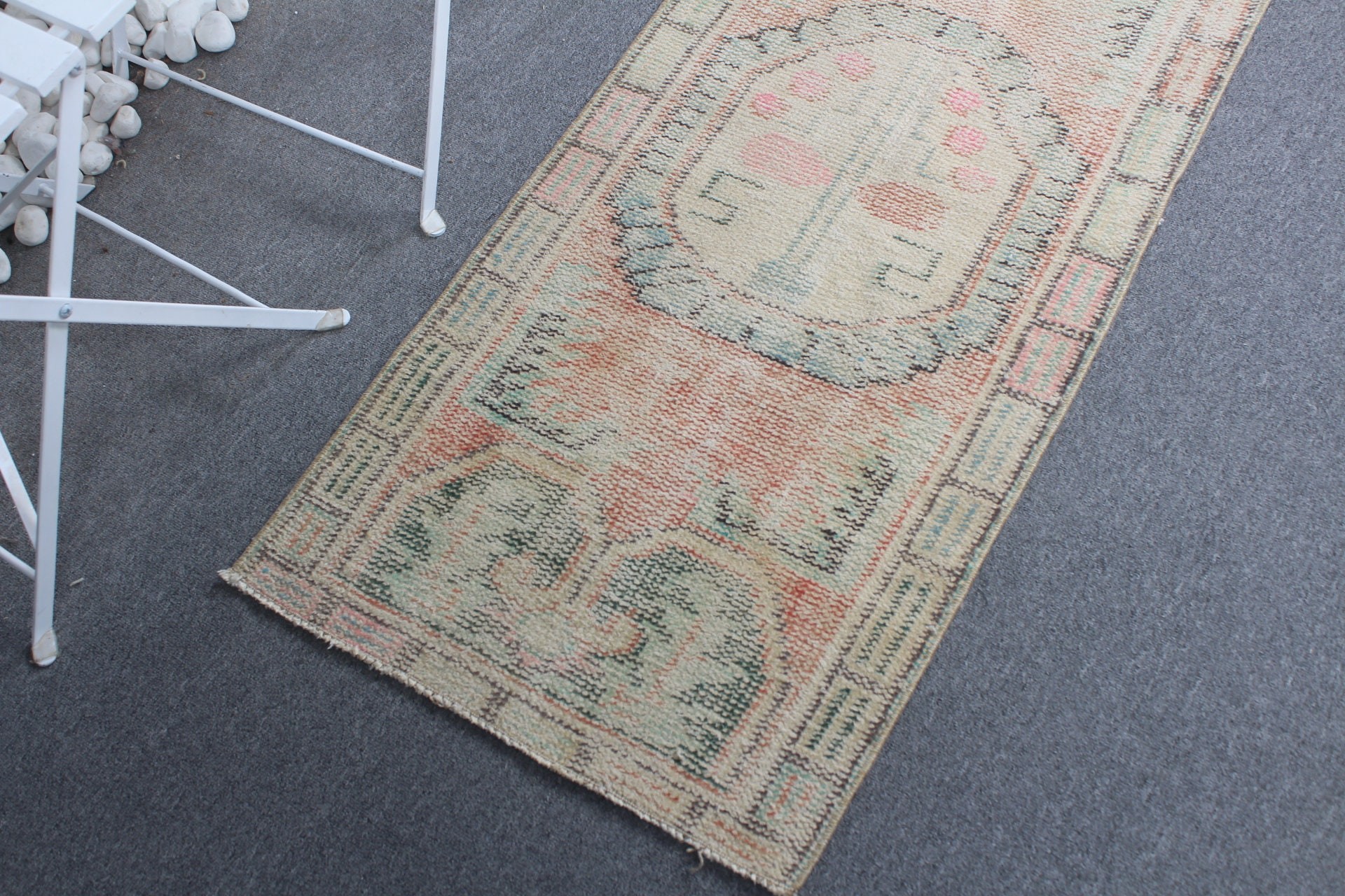 Authentic Rug, Orange Antique Rug, Vintage Rug, Moroccan Rug, Turkish Rugs, Oriental Rugs, Bedroom Rugs, Kitchen Rug, 1.9x4.2 ft Small Rug