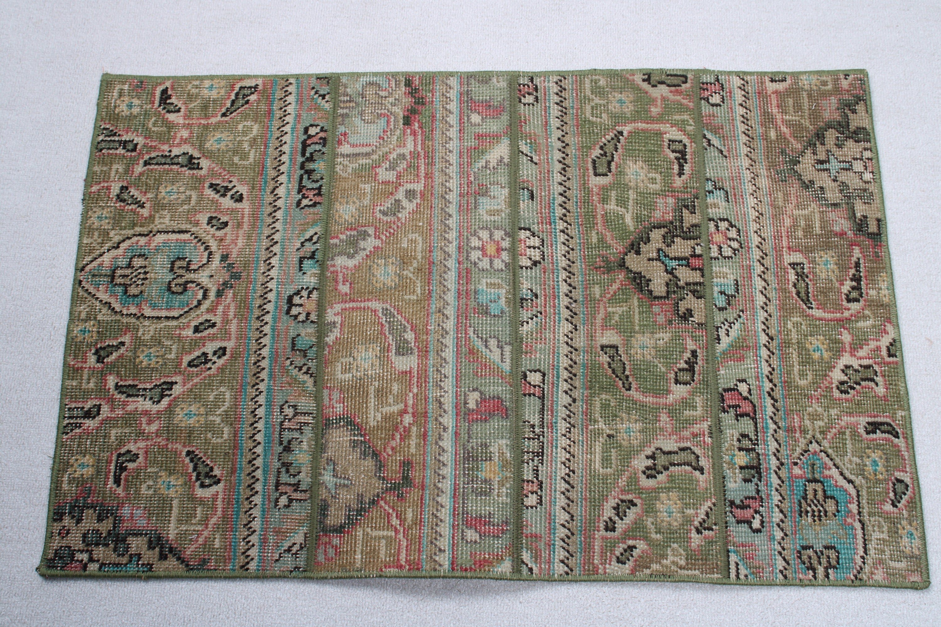 Bathroom Rugs, Anatolian Rug, Wall Hanging Rug, Green  1.9x3 ft Small Rugs, Wool Rugs, Turkey Rug, Turkish Rug, Vintage Rugs