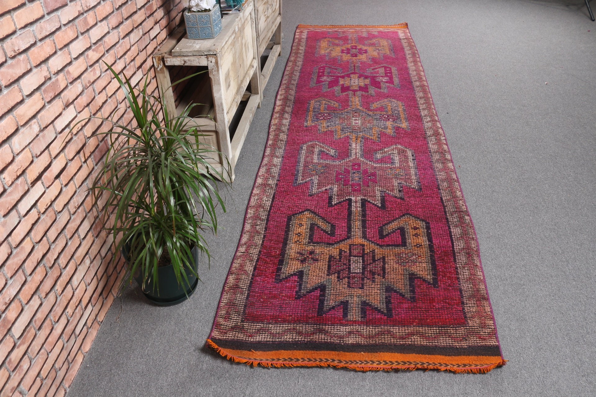Antique Rug, Purple Wool Rug, Handmade Rug, Turkish Rug, Home Decor Rugs, Rugs for Hallway, Stair Rug, 3x10.5 ft Runner Rug, Vintage Rug