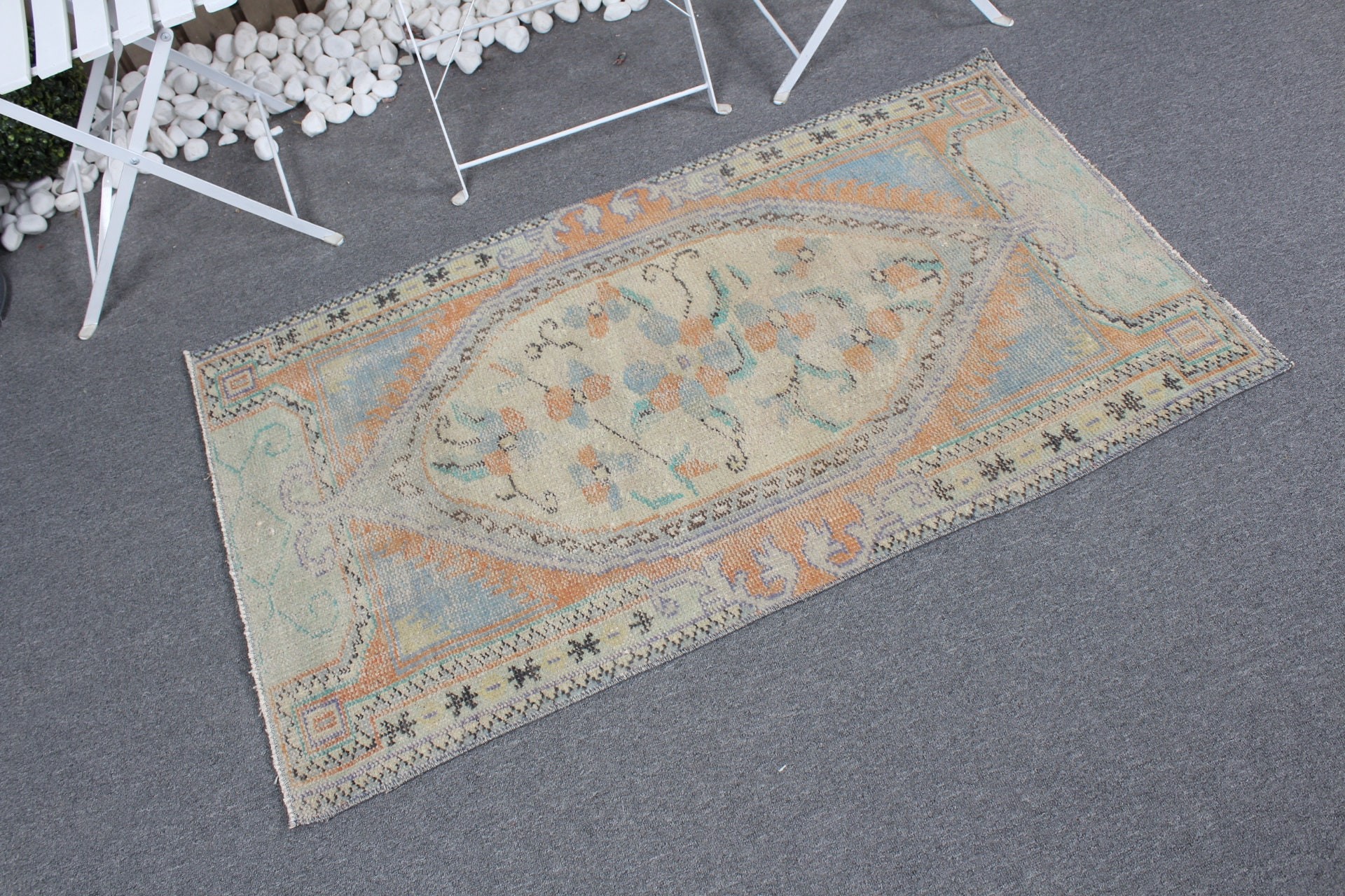 2.6x4.4 ft Small Rug, Antique Rugs, Art Rug, Wool Rug, Car Mat Rug, Turkish Rug, Door Mat Rug, Orange Cool Rug, Rugs for Entry, Vintage Rug