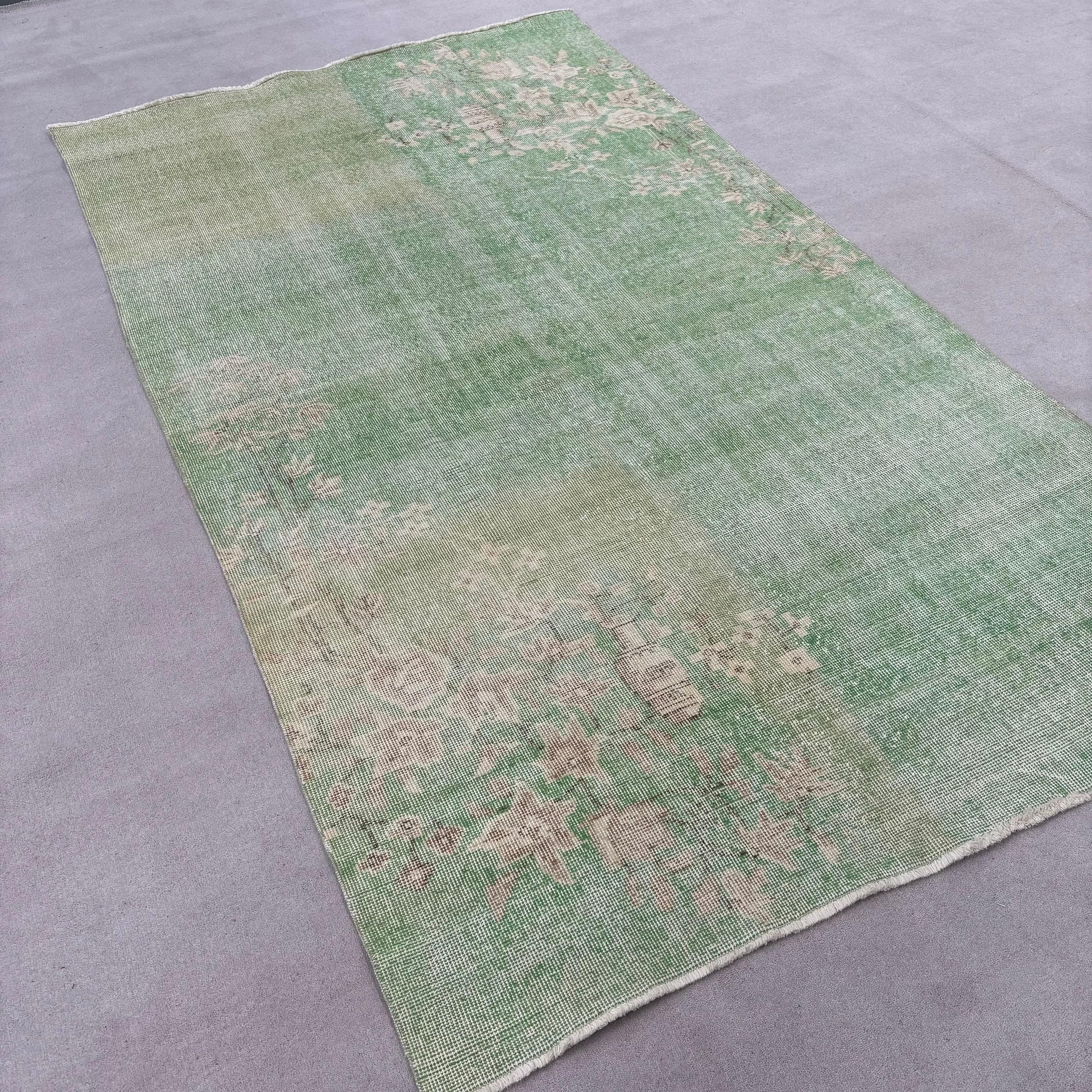 Vintage Rugs, Turkish Rugs, Salon Rug, Large Boho Rug, Anatolian Rugs, Exotic Rug, 4.9x8.5 ft Large Rugs, Statement Rug, Green Wool Rug