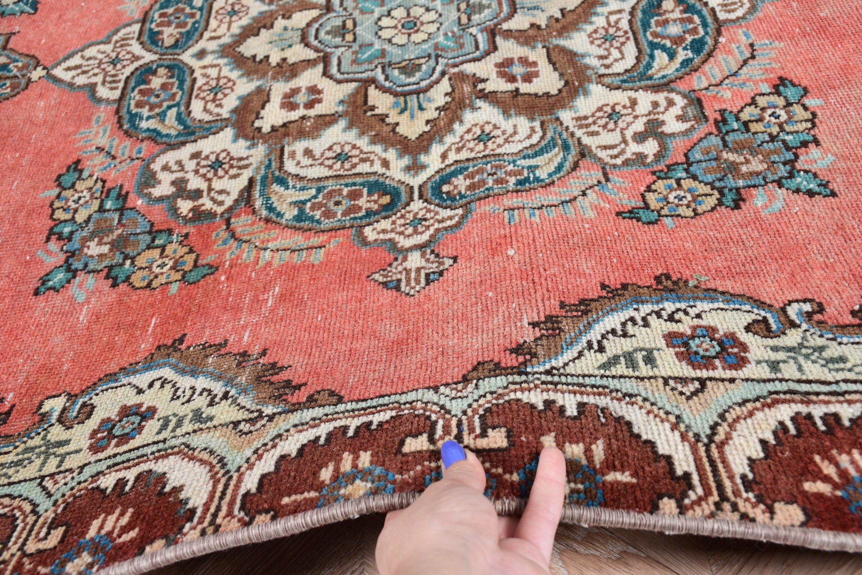 Muted Rugs, Turkish Rug, 4.3x5.8 ft Area Rugs, Orange Bedroom Rug, Oriental Rug, Nursery Rugs, Vintage Rug, Floor Rug, Rugs for Living Room