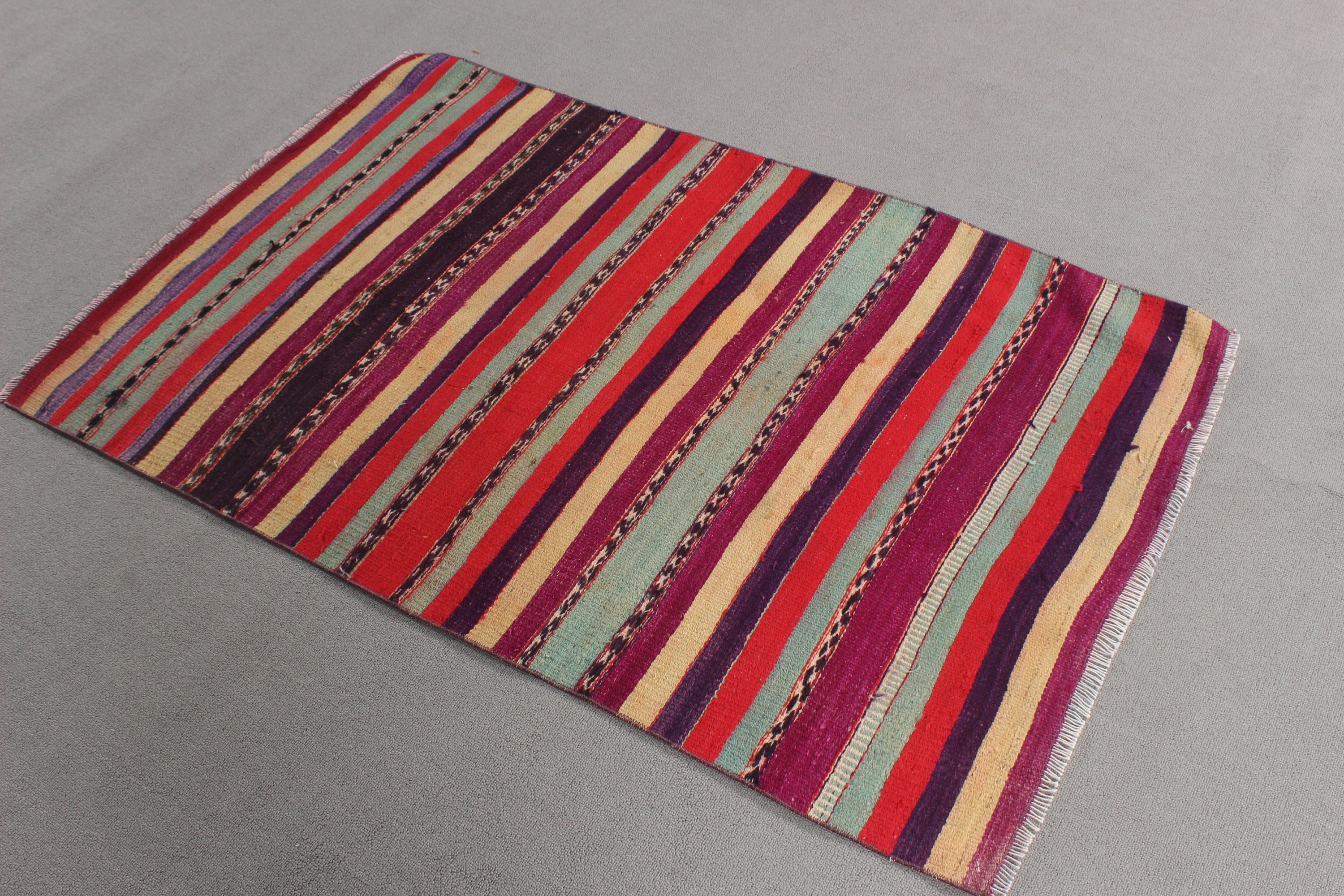 Kilim, Vintage Halı, Düz Dokuma Halı, Yatak Odası Halıları, Araba Paspas Halısı, 2.8x4.3 ft Küçük Halı, Kırmızı Anadolu Halıları, Küçük Boho Halısı, Türk Halıları