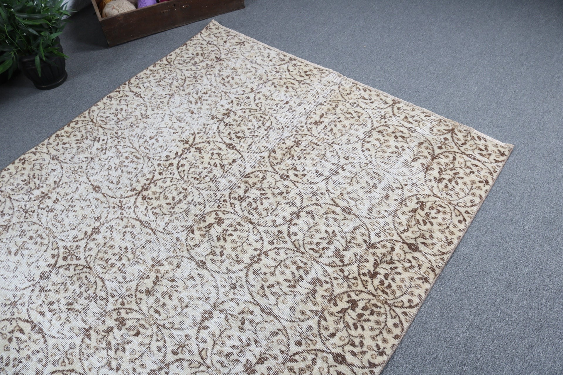 Yemek Odası Halısı, Büyük Boho Halıları, Kabile Halıları, Havalı Halılar, Bej Lüks Halılar, Türk Halısı, 5,2x8,8 ft Büyük Halı, Vintage Halılar, Oryantal Halı