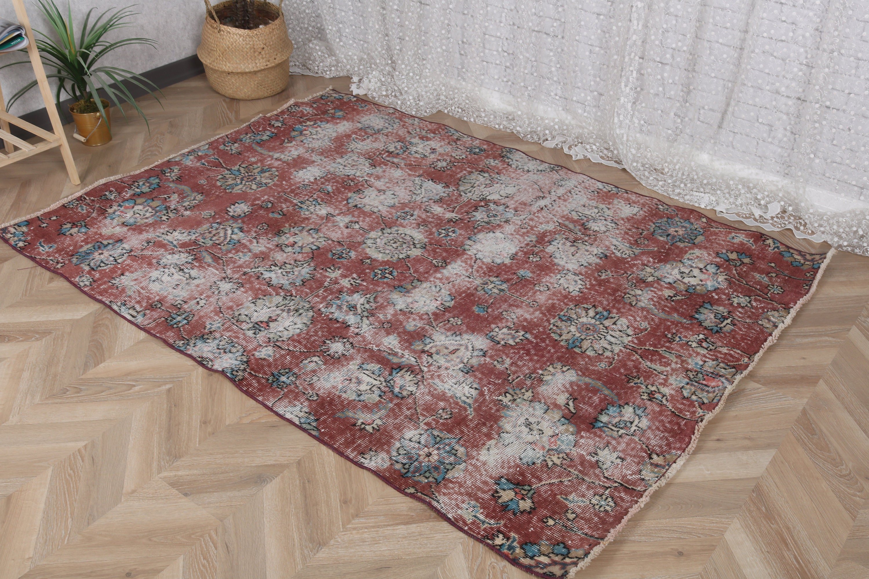 Mor Nötr Halılar, Mutfak Halısı, El Dokuma Halı, Vintage Halı, Ev Dekorasyonu Halıları, Ofis Halısı, Türk Halıları, 4.5x6.1 ft Alan Halıları, Yatak Odası Halıları