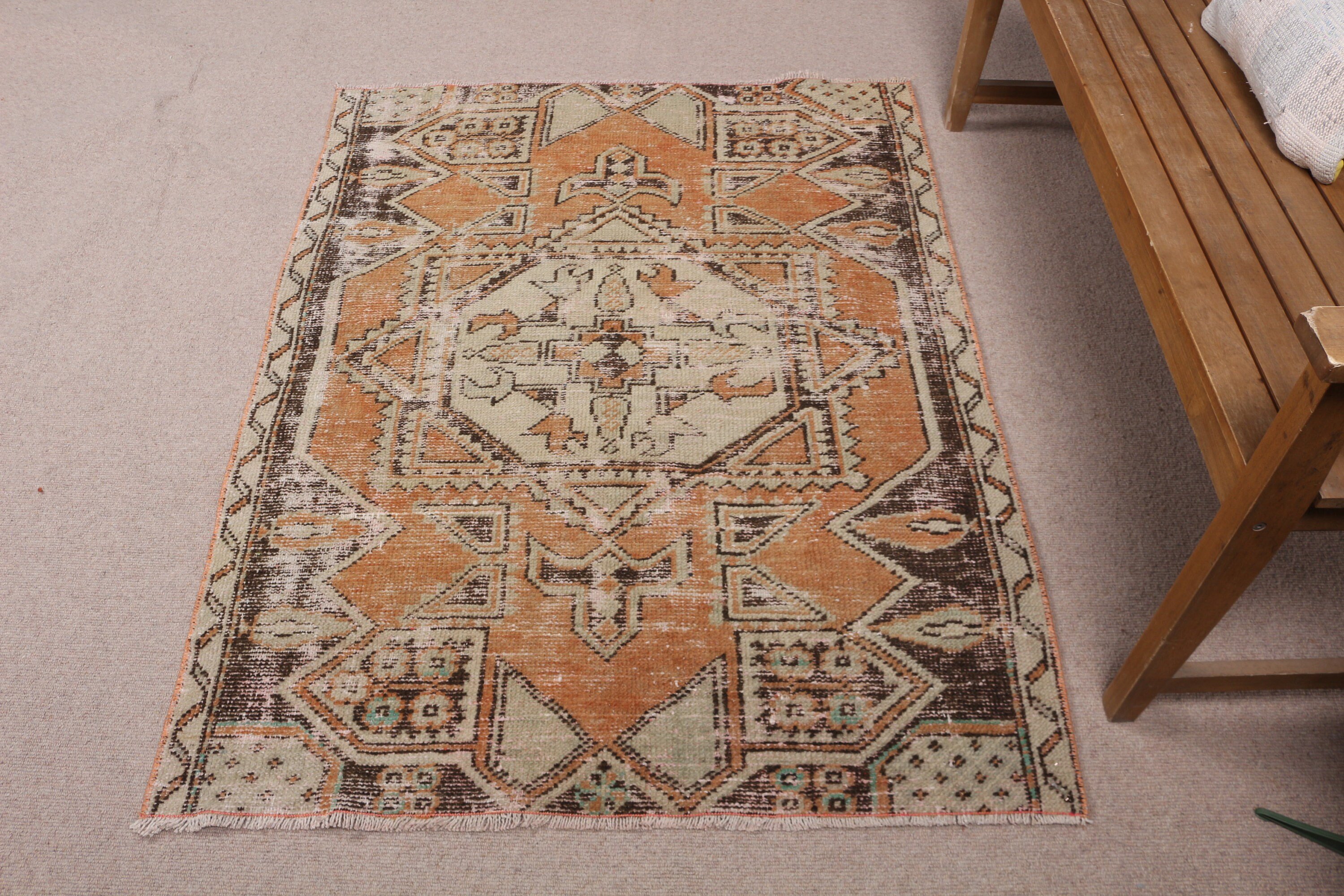 3,6x4,8 ft Accent Halı, Giriş Halısı, Yatak Odası Halıları, Turuncu Fas Halıları, Giriş Halıları, Vintage Halı, Antika Halı, Türk Halısı, Yer Halısı