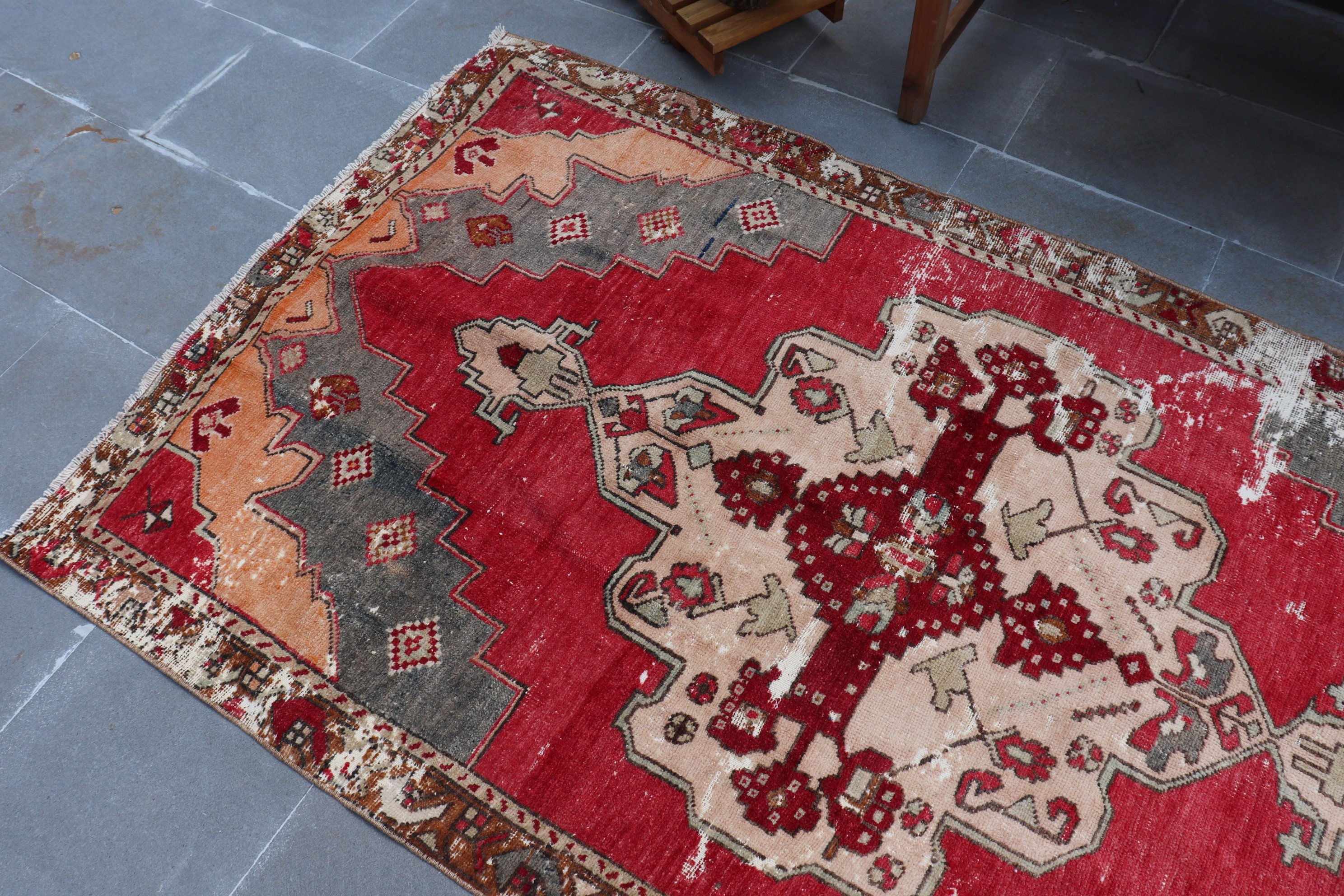 Red Kitchen Rug, Turkish Rugs, 3.6x6.4 ft Accent Rug, Vintage Rug, Floor Rug, Rugs for Nursery, Nursery Rug, Entry Rug