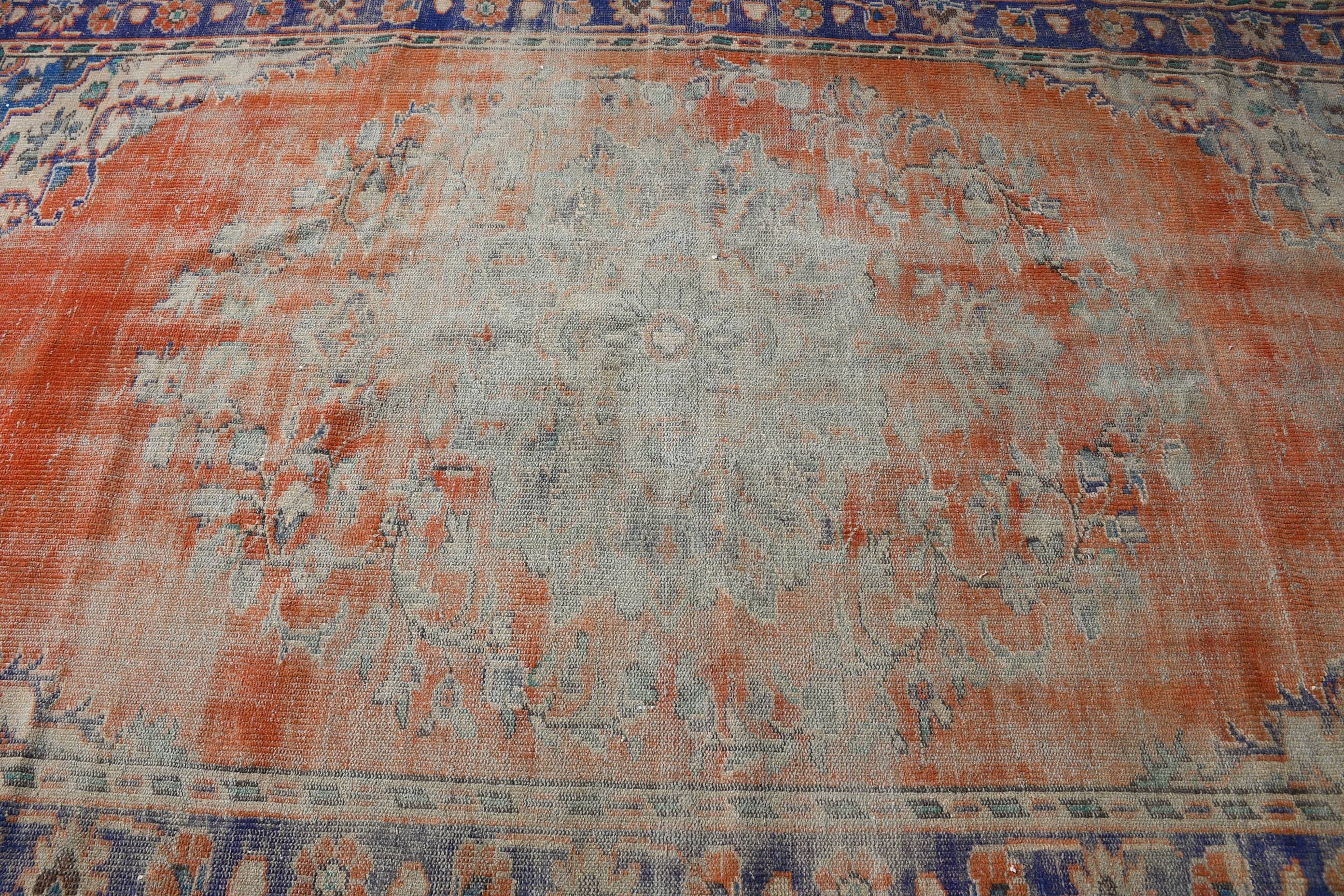 Vintage Rugs, Rugs for Living Room, Floor Rugs, Moroccan Rug, Turkish Rugs, Dining Room Rugs, Orange Bedroom Rugs, 5.9x9.2 ft Large Rug