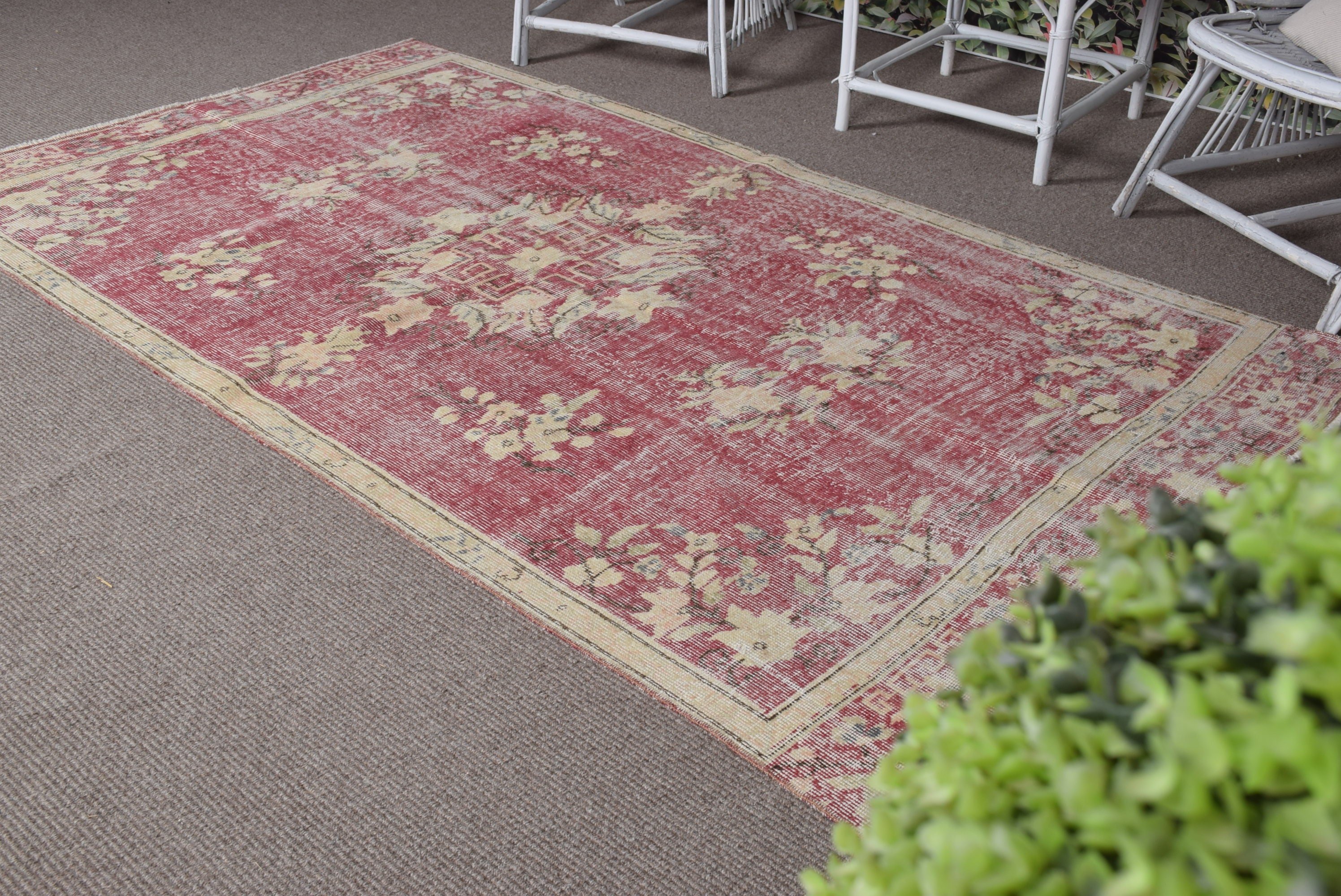 Rugs for Dining Room, 4.5x8.1 ft Area Rug, Dining Room Rug, Pale Rugs, Bedroom Rug, Turkish Rug, Red Floor Rugs, Vintage Rug, Anatolian Rug