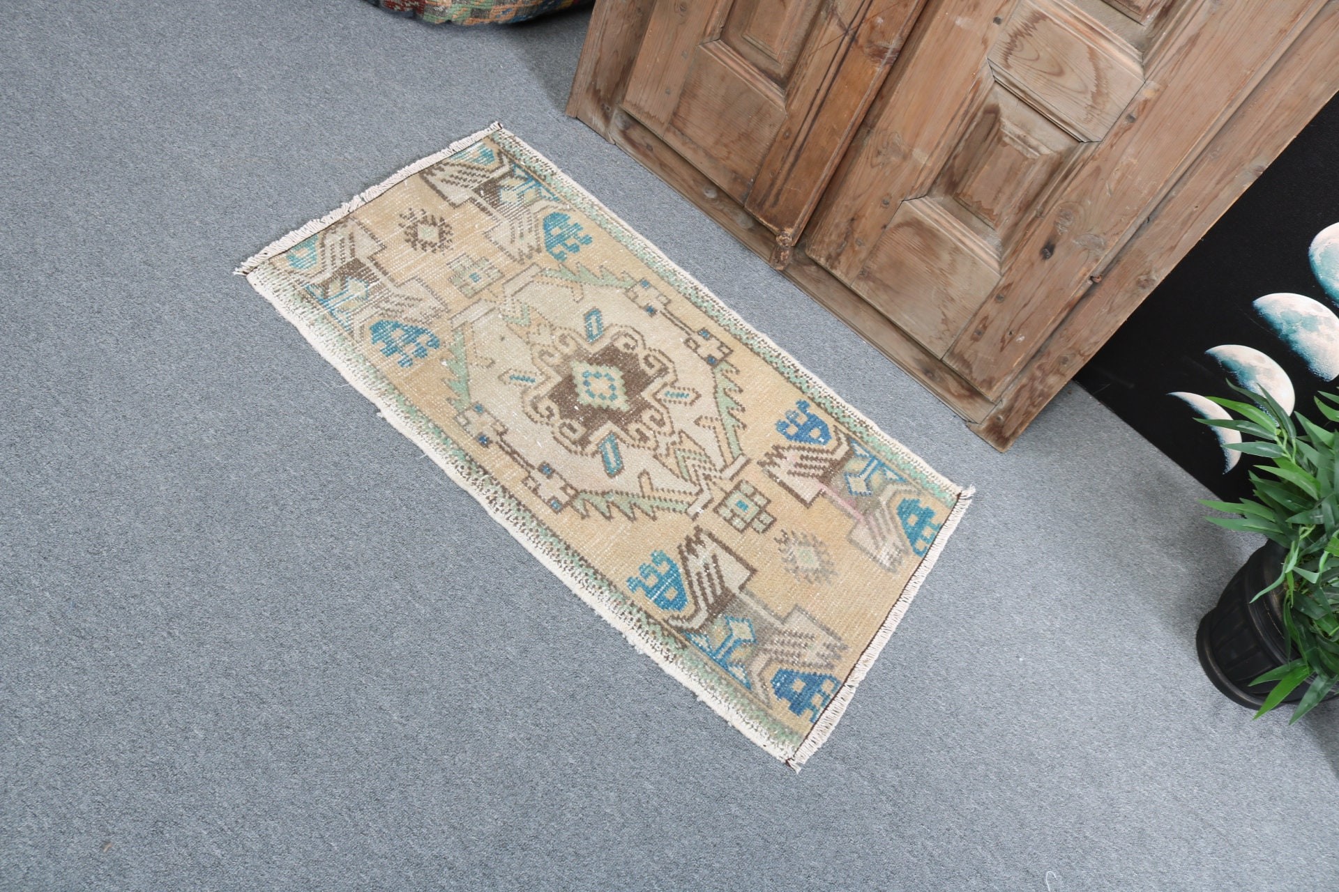 Turkish Rugs, Beige Home Decor Rug, Vintage Rug, Turkey Rugs, Floor Rugs, Small Boho Rugs, Kitchen Rugs, 1.6x3 ft Small Rug, Door Mat Rugs