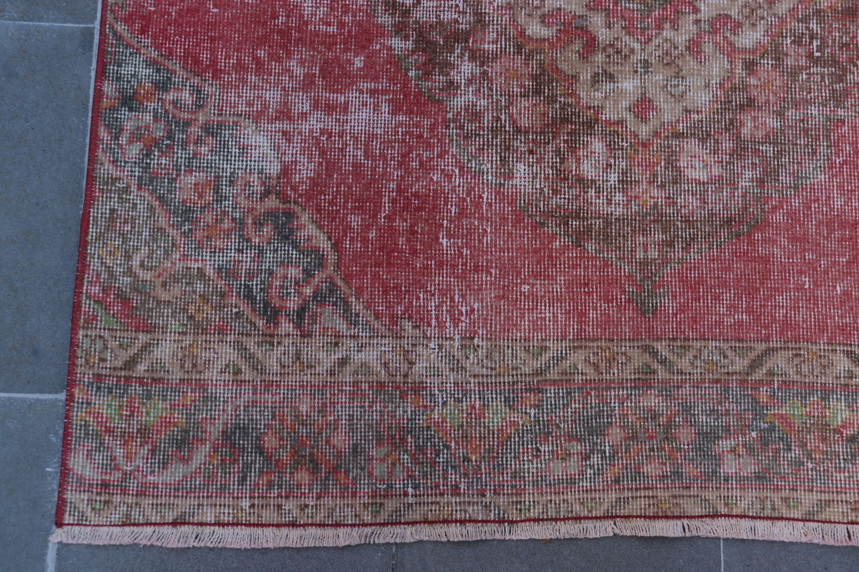 Red  3.5x12.4 ft Runner Rug, Rugs for Runner, Hallway Rug, Tribal Rug, Kitchen Rug, Turkish Rugs, Vintage Rug