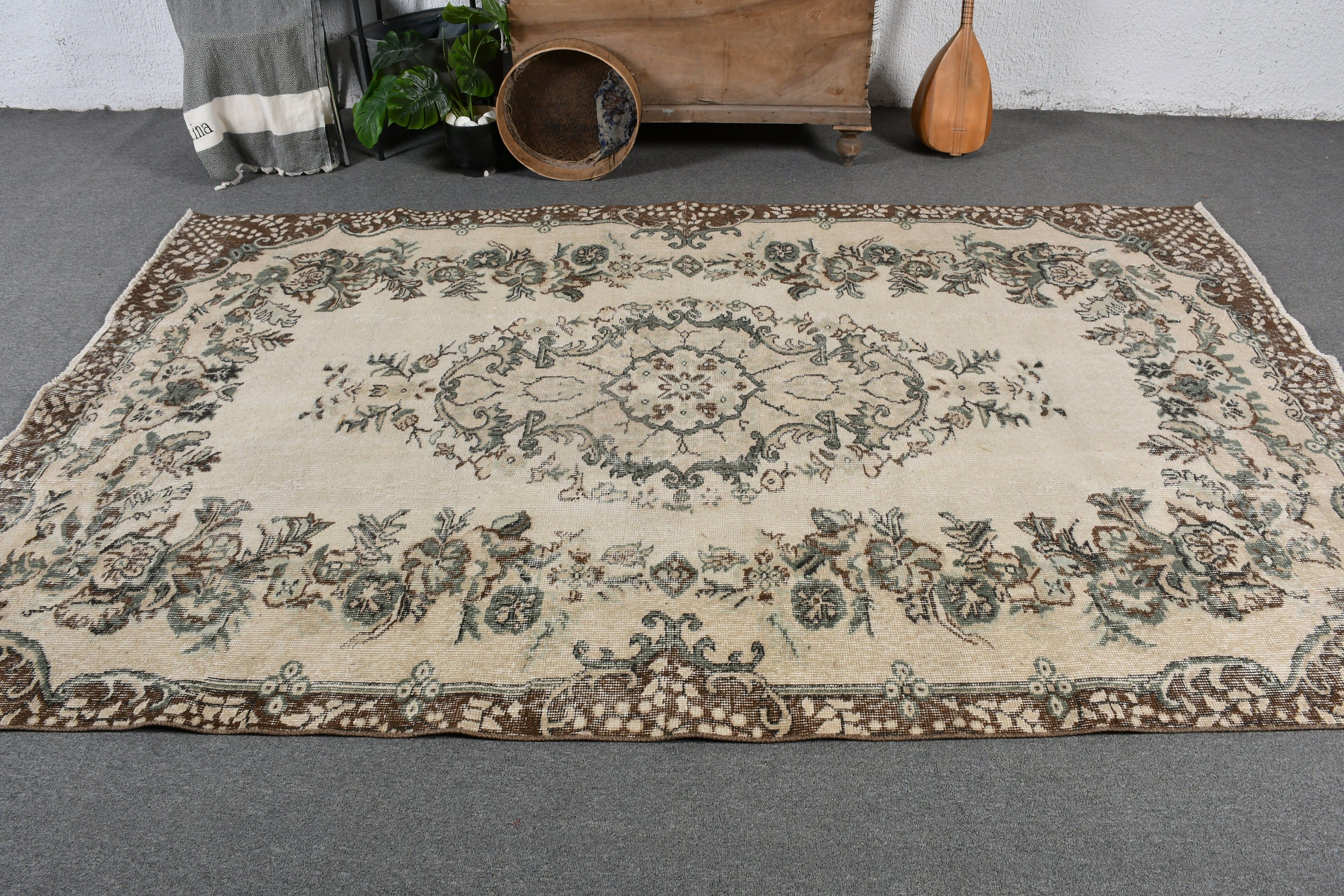 Kitchen Rug, Beige Anatolian Rugs, Retro Rug, Bedroom Rug, Turkish Rug, Antique Rugs, 5.7x9.1 ft Large Rugs, Vintage Rugs, Dining Room Rugs