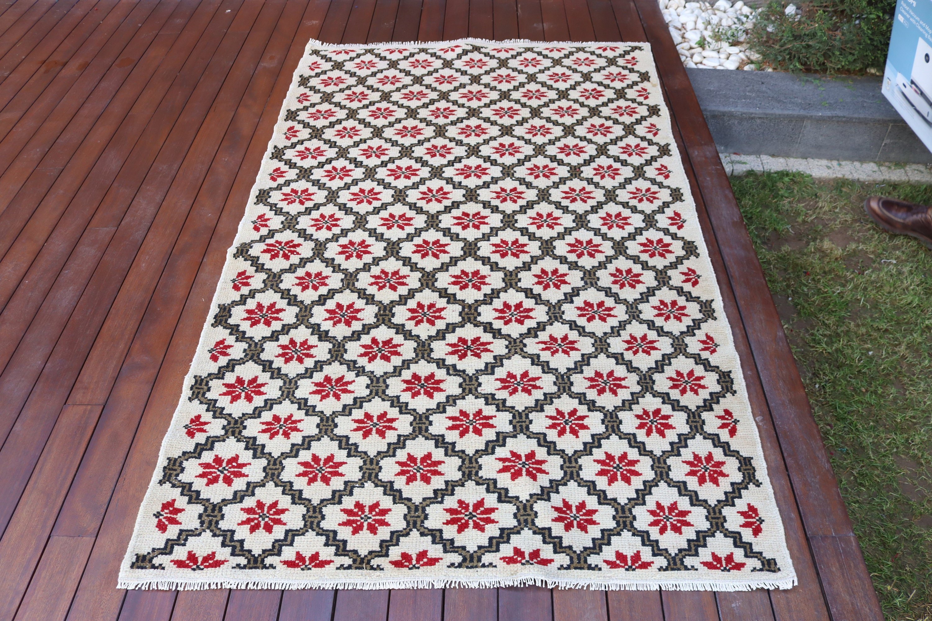 Oushak Halısı, Mutfak Halıları, Etnik Halı, Türk Halıları, Yatak Odası Halıları, 3,9x6,6 ft Alan Halısı, Açıklama Halıları, Vintage Halı, Bej Oushak Halısı