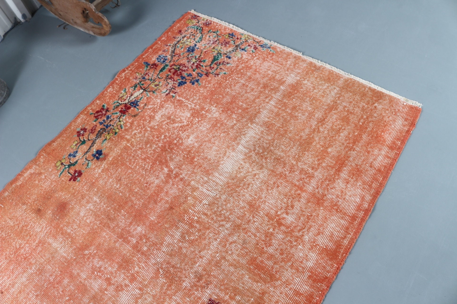 Vintage Rug, Retro Rugs, 3.9x9.9 ft Runner Rug, Orange Home Decor Rug, Corridor Rug, Turkish Rug, Oushak Rugs, Kitchen Rugs, Cool Rug