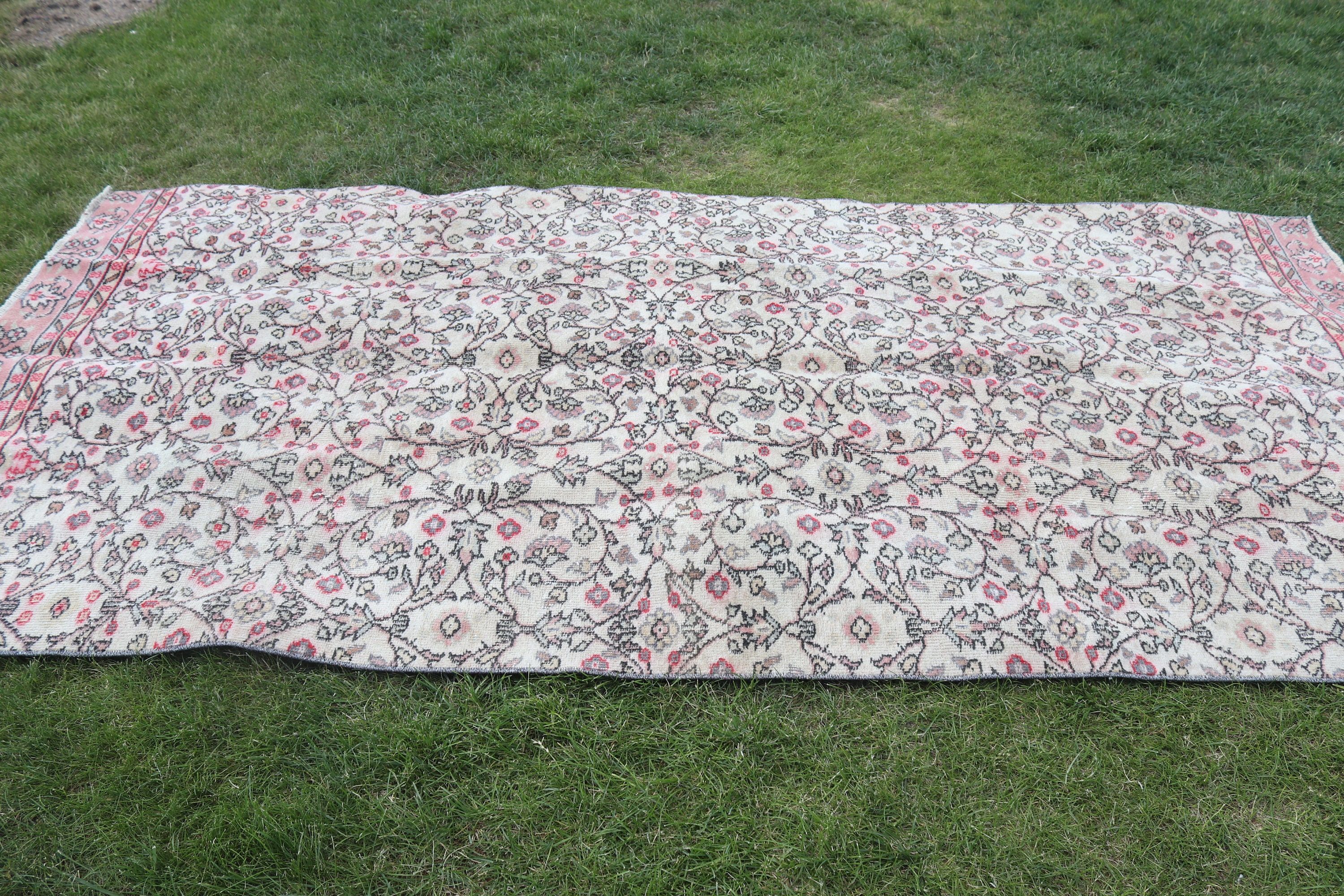 Bej El Dokuma Halılar, Türk Halıları, Havalı Halılar, Vintage Halı, Fas Halıları, 4.6x9.6 ft Büyük Halı, Oturma Odası Halıları, Yemek Odası Halıları