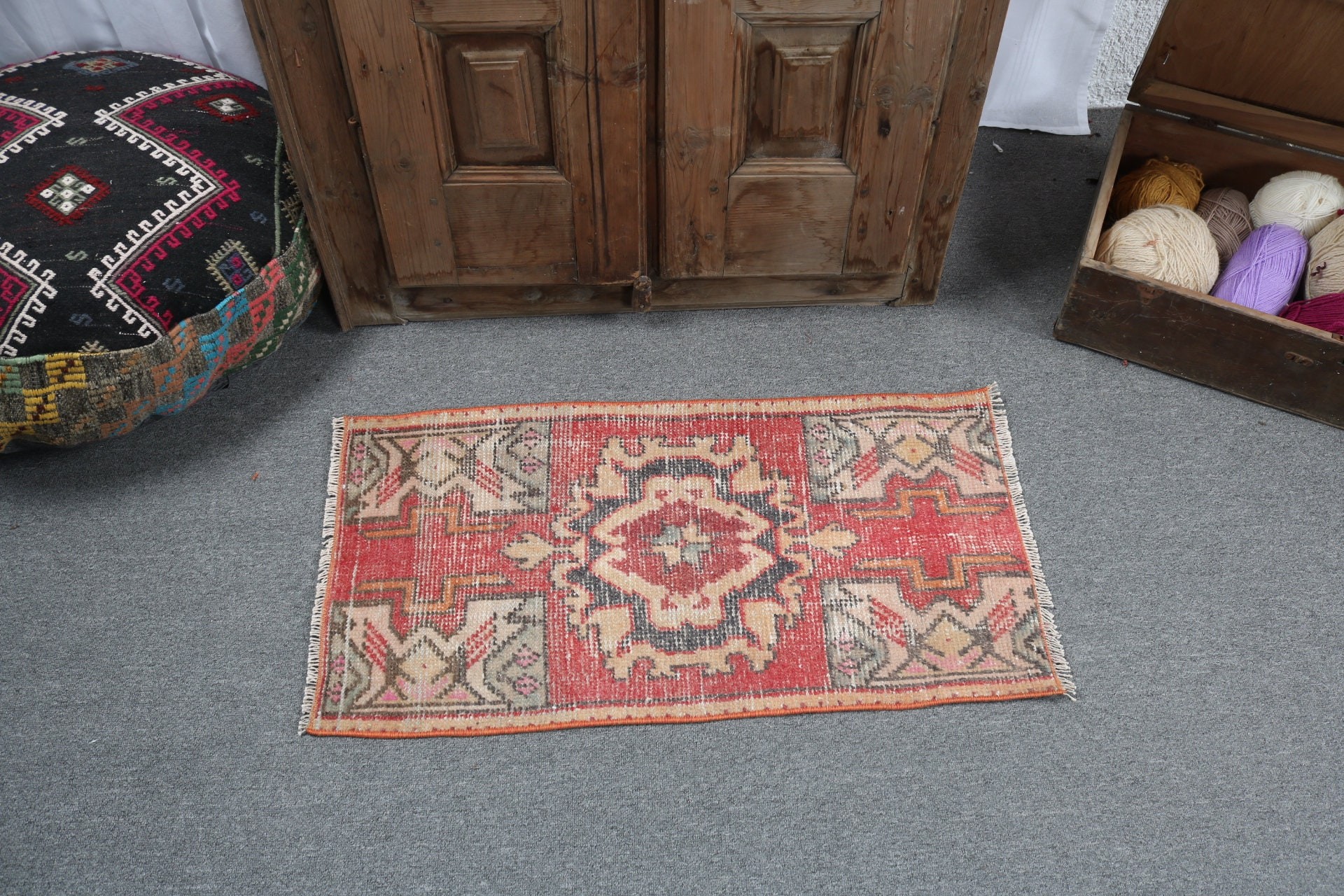 Antika Kilimler, Kırmızı Boho Halılar, Küçük Vintage Halılar, 1.5x2.8 ft Küçük Halılar, Duvara Asılı Halılar, Vintage Halılar, Türk Halısı, Lüks Halılar