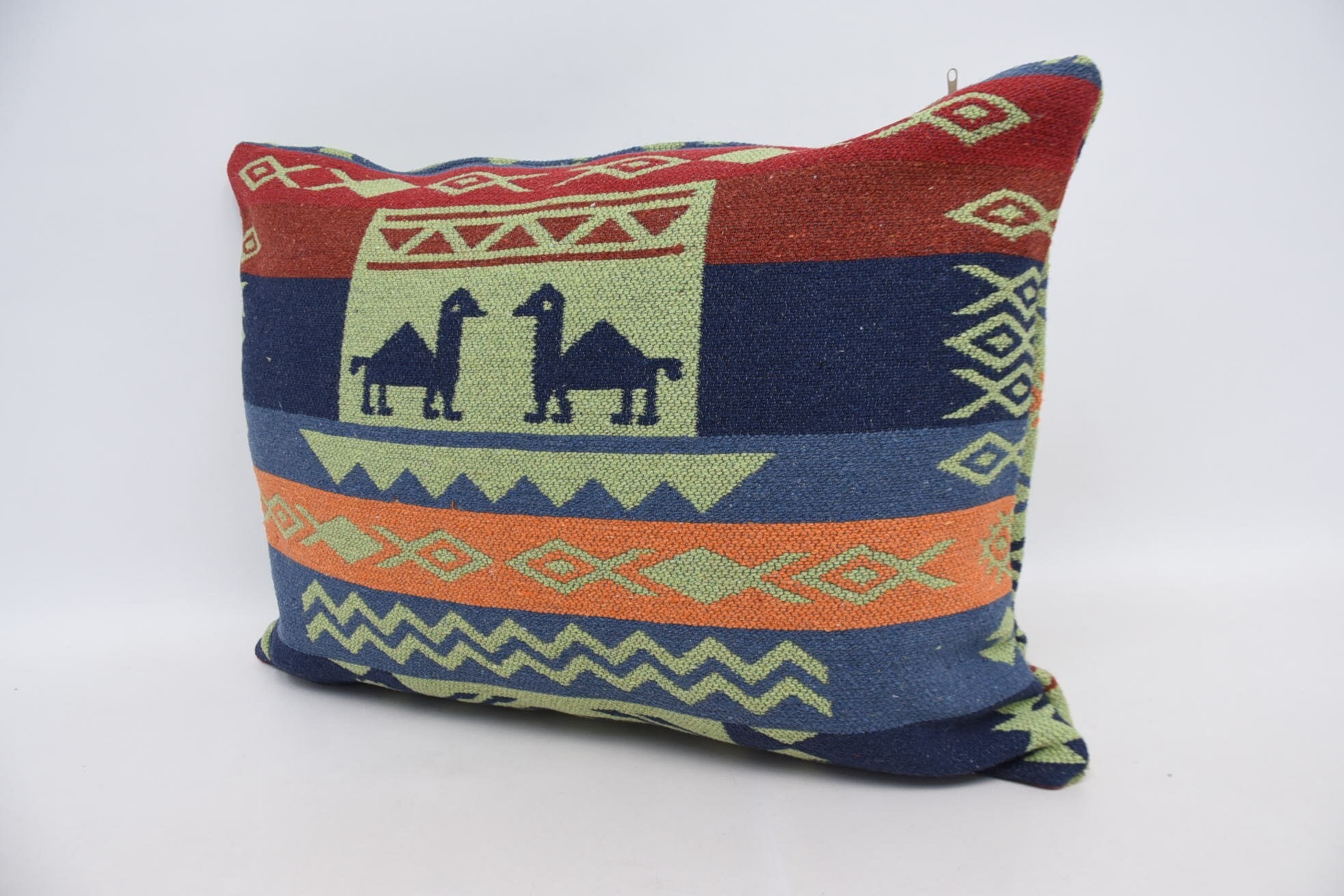 Vintage Kilim Pillow, Handmade Kilim Cushion, 20"x28" Blue Pillow Case, Decorative Throw Pillow Sham, Pet Pillow Case, Pillow for Sofa