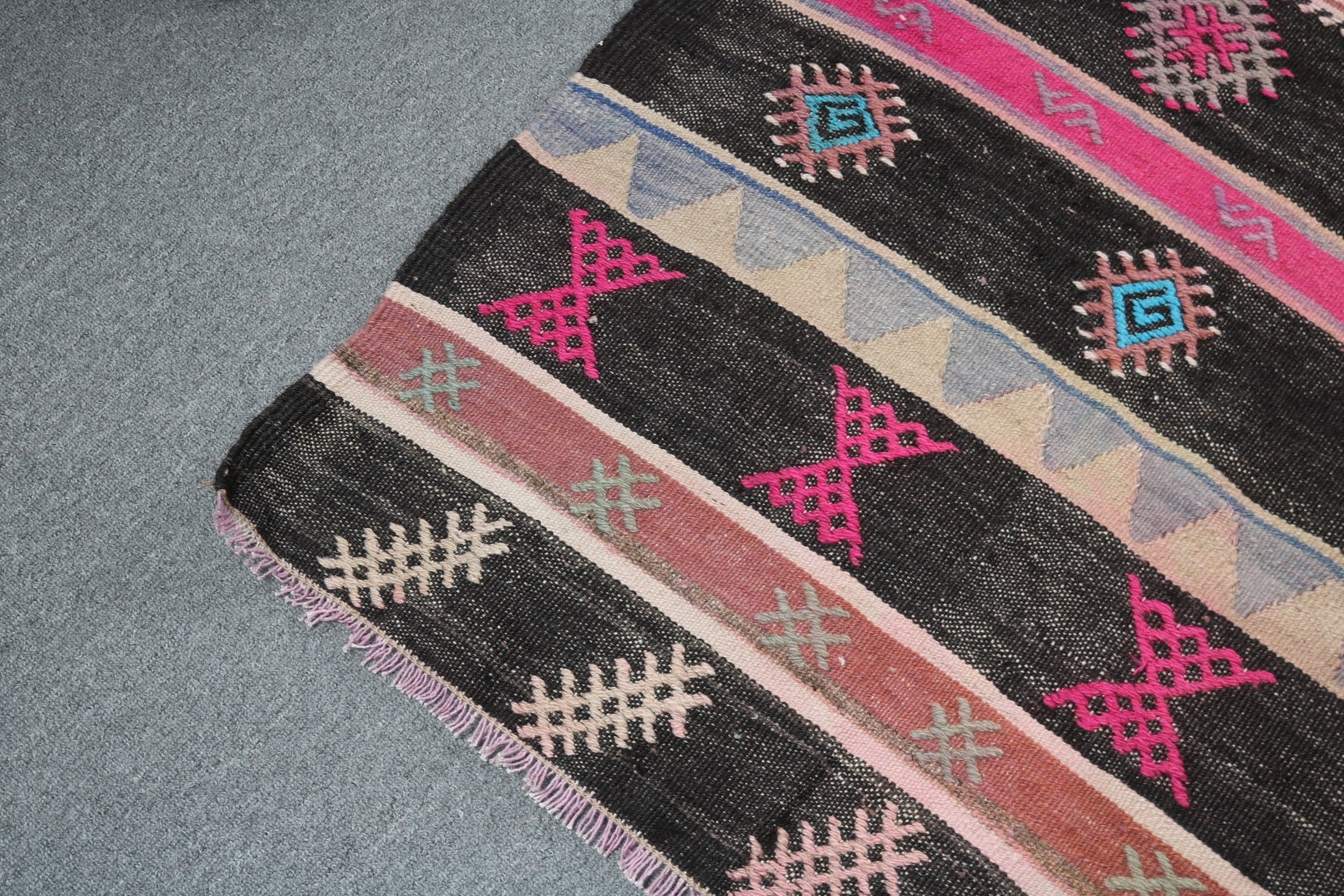 Black Floor Rugs, Large Vintage Rugs, Kilim, Anatolian Rug, Bedroom Rugs, 6.2x11 ft Large Rug, Vintage Rug, Turkish Rugs