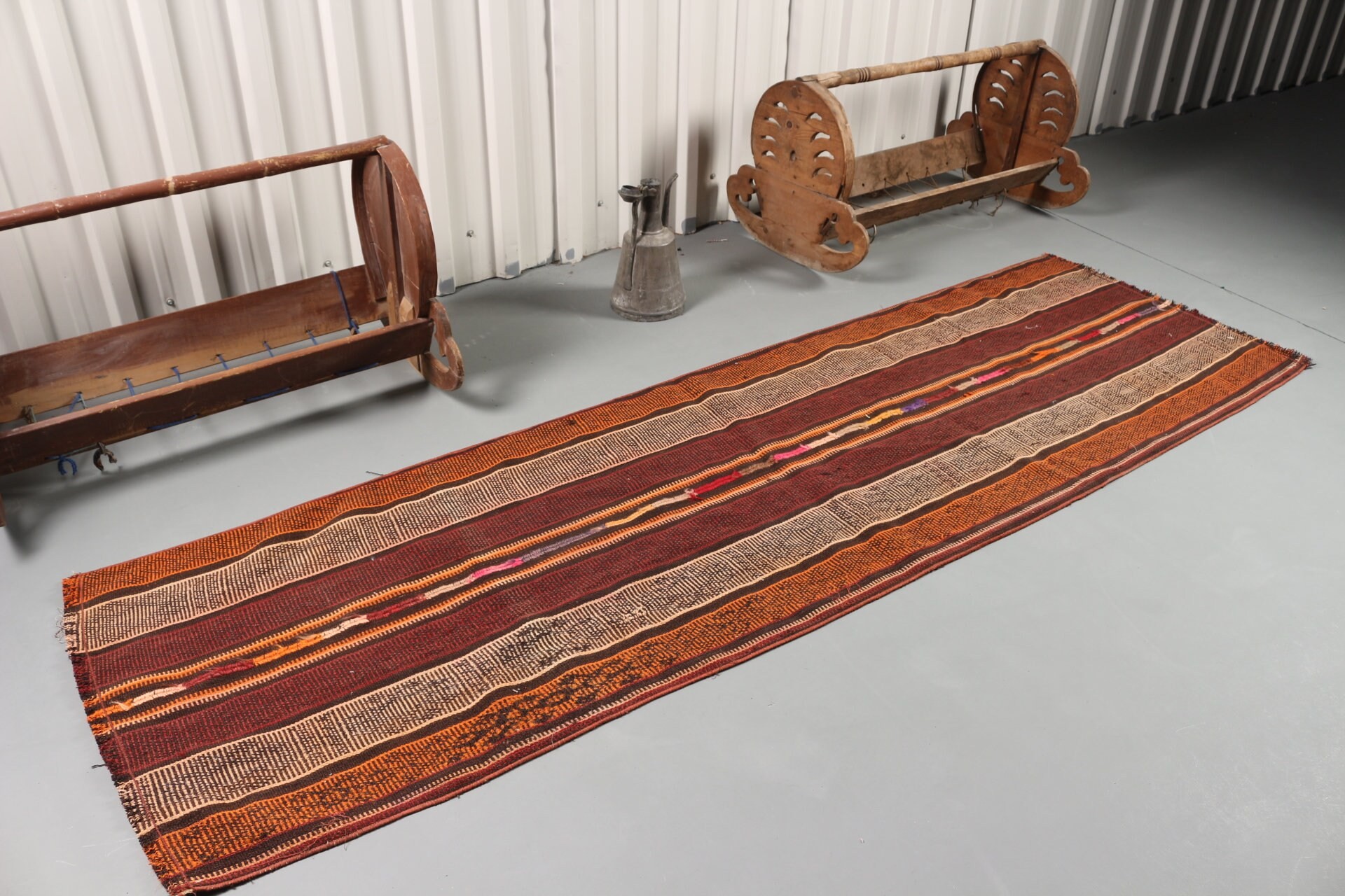 Nostaljik Kilim, Koridor Kilim, Yolluk Kilim, Koridor Kilim, Mutfak Kilim, 82x275 cm Yolluk Kilim, Uşak Kilim, Kırmızı Uşak Kilim