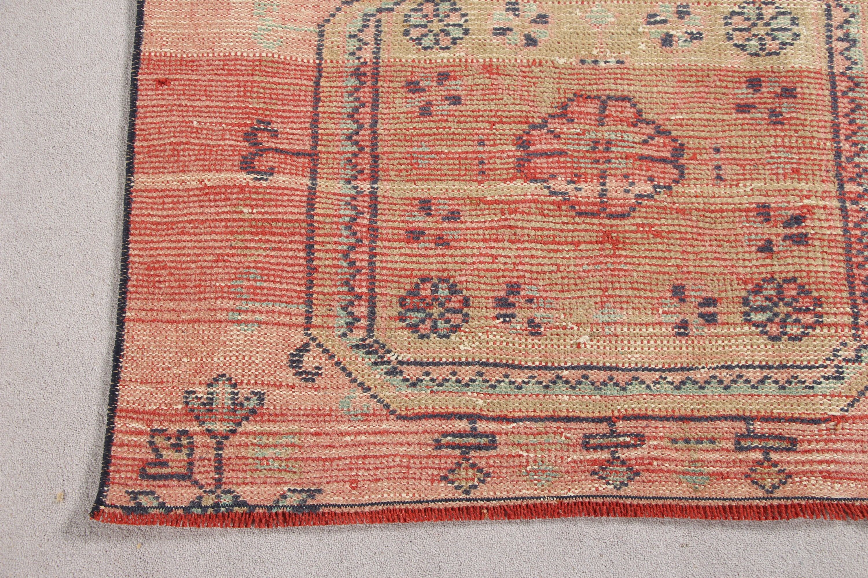 Vintage Rugs, Kitchen Rug, 3x3.8 ft Small Rug, Door Mat Rug, Home Decor Rug, Orange Antique Rug, Aesthetic Rug, Turkish Rugs, Rugs for Bath