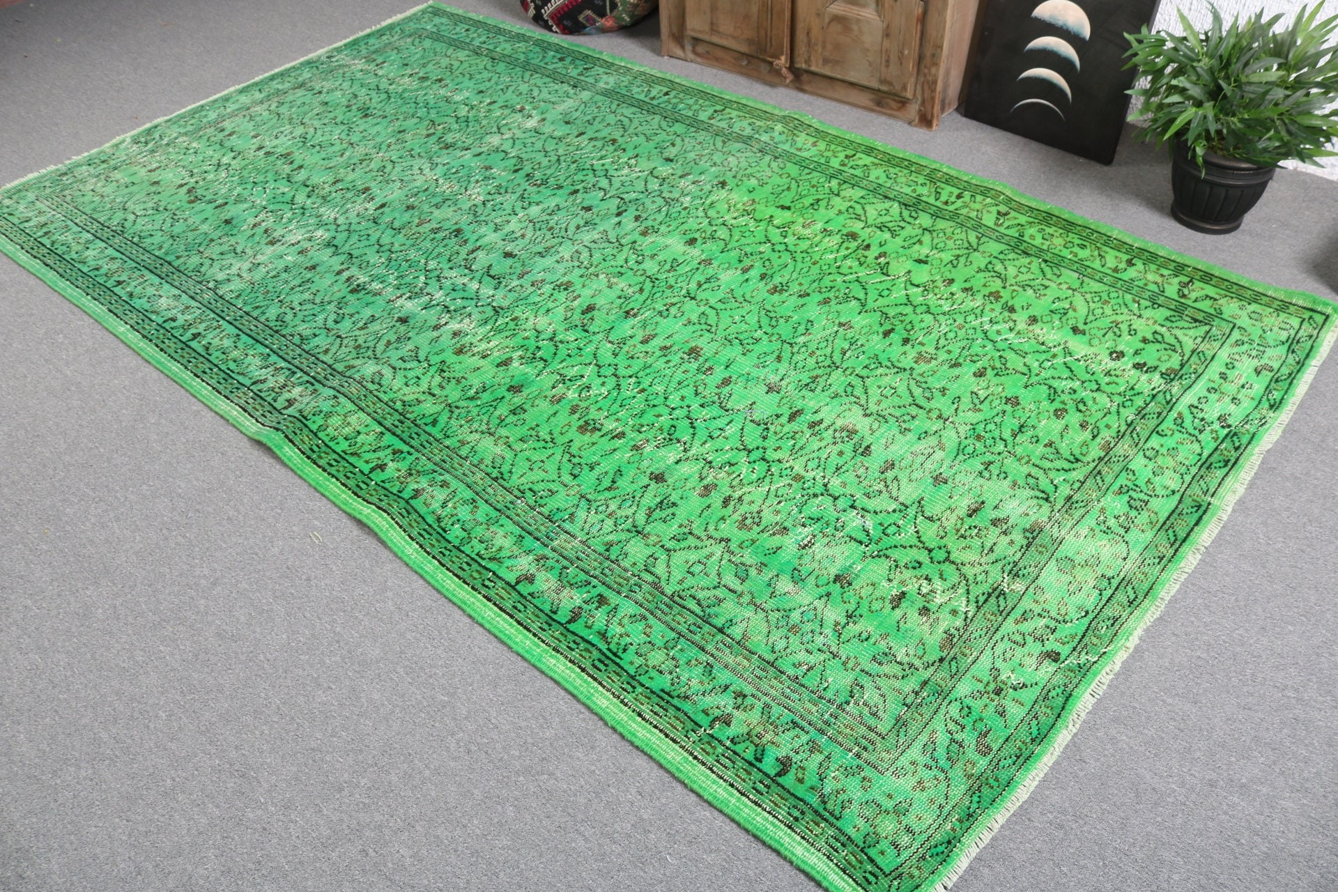 5.2x9 ft Large Rugs, Bedroom Rugs, Turkish Rugs, Vintage Rugs, Green Kitchen Rug, Handwoven Rugs, Flatweave Rugs, Living Room Rug