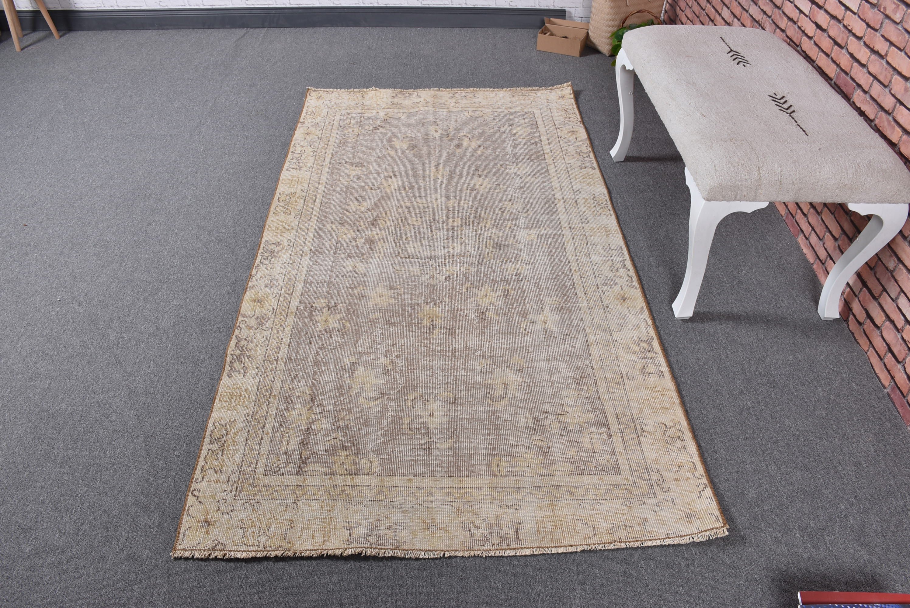 Vintage Accent Rugs, Beige Geometric Rug, Vintage Rugs, Neutral Rugs, Statement Rug, Turkish Rugs, 3.6x6.6 ft Accent Rugs, Decorative Rug