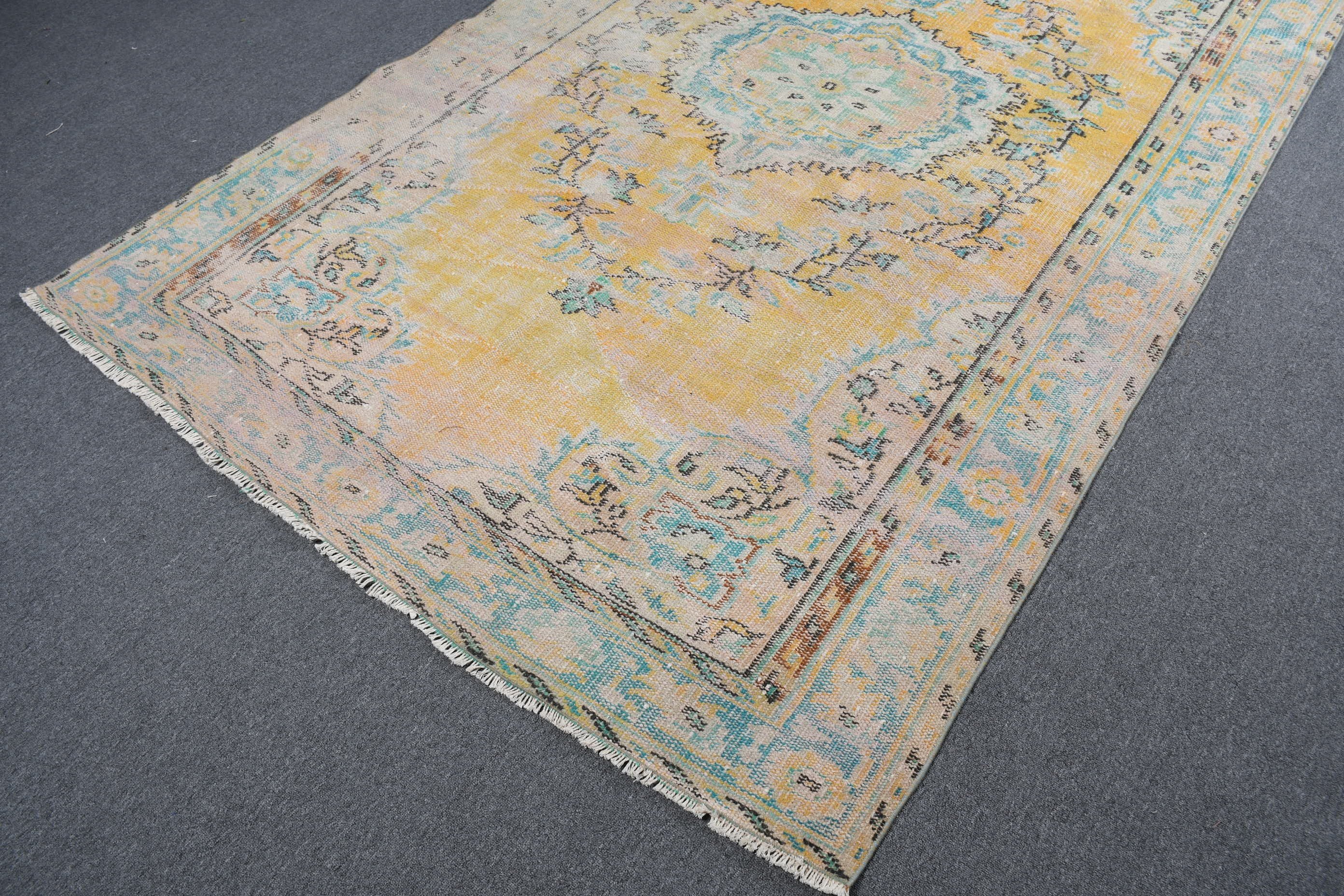 Bedroom Rug, Oushak Rugs, Vintage Rug, Dining Room Rug, Decorative Rugs, Turkish Rug, Yellow Oriental Rugs, 5.6x9.3 ft Large Rug, Wool Rugs