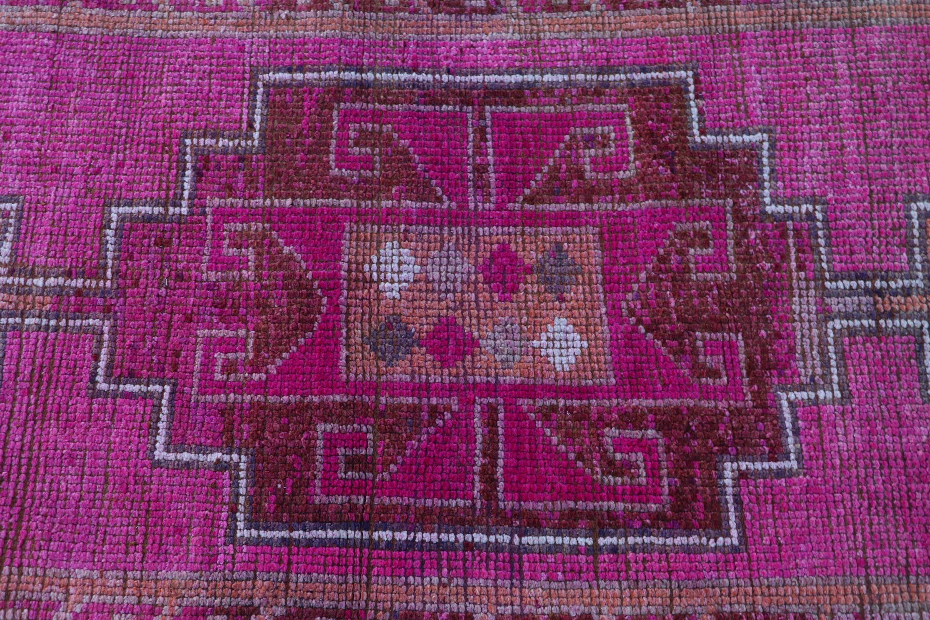 Vintage Rugs, Corridor Rug, Pale Rug, Oushak Rug, Hallway Rugs, Moroccan Rug, Turkish Rugs, Pink  3x10.6 ft Runner Rug