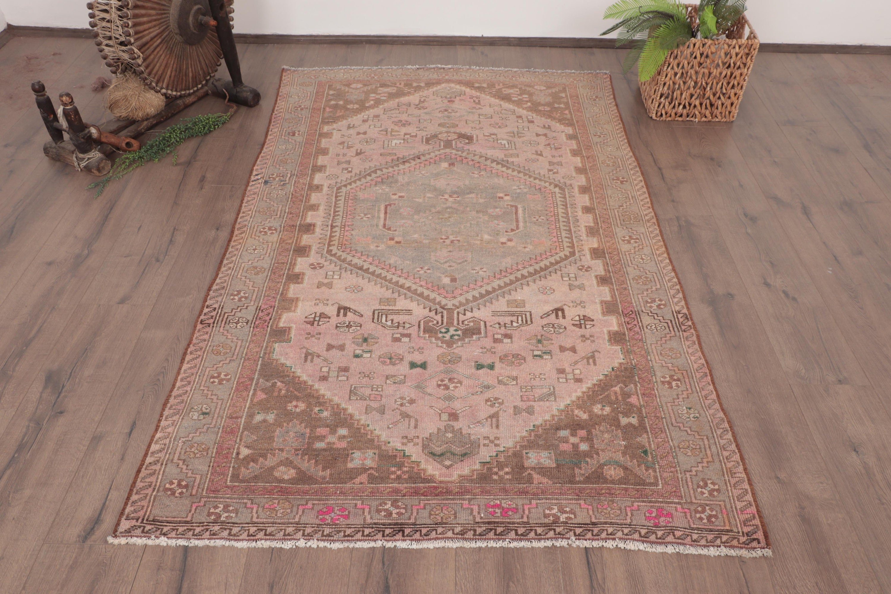 Oushak Bölge Halısı, Havalı Halılar, Yer Halısı, Pembe Boho Halısı, Vintage Dekor Halıları, Türk Halıları, Vintage Alan Halısı, 4x6,6 ft Alan Halısı, Vintage Halılar