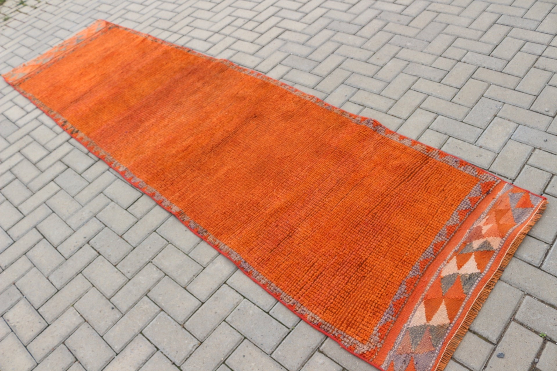 Bohemian Rug, Rugs for Corridor, Turkish Rug, Cool Rug, Kitchen Rug, Orange Antique Rug, 2.8x10.4 ft Runner Rug, Hallway Rugs, Vintage Rug