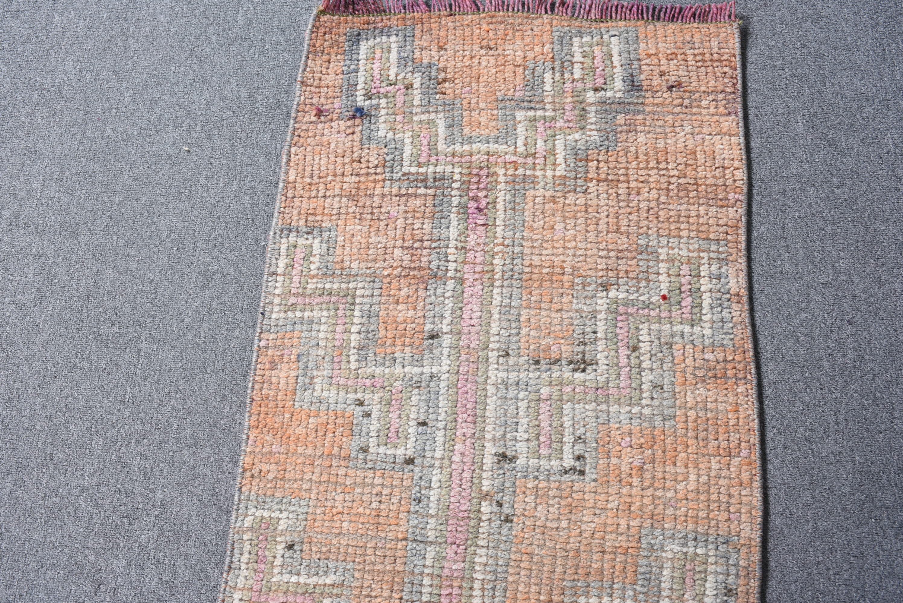Orange Anatolian Rug, Rugs for Corridor, Vintage Rugs, Anatolian Rug, Corridor Rug, 1.7x9.5 ft Runner Rug, Turkish Rug, Kitchen Rugs