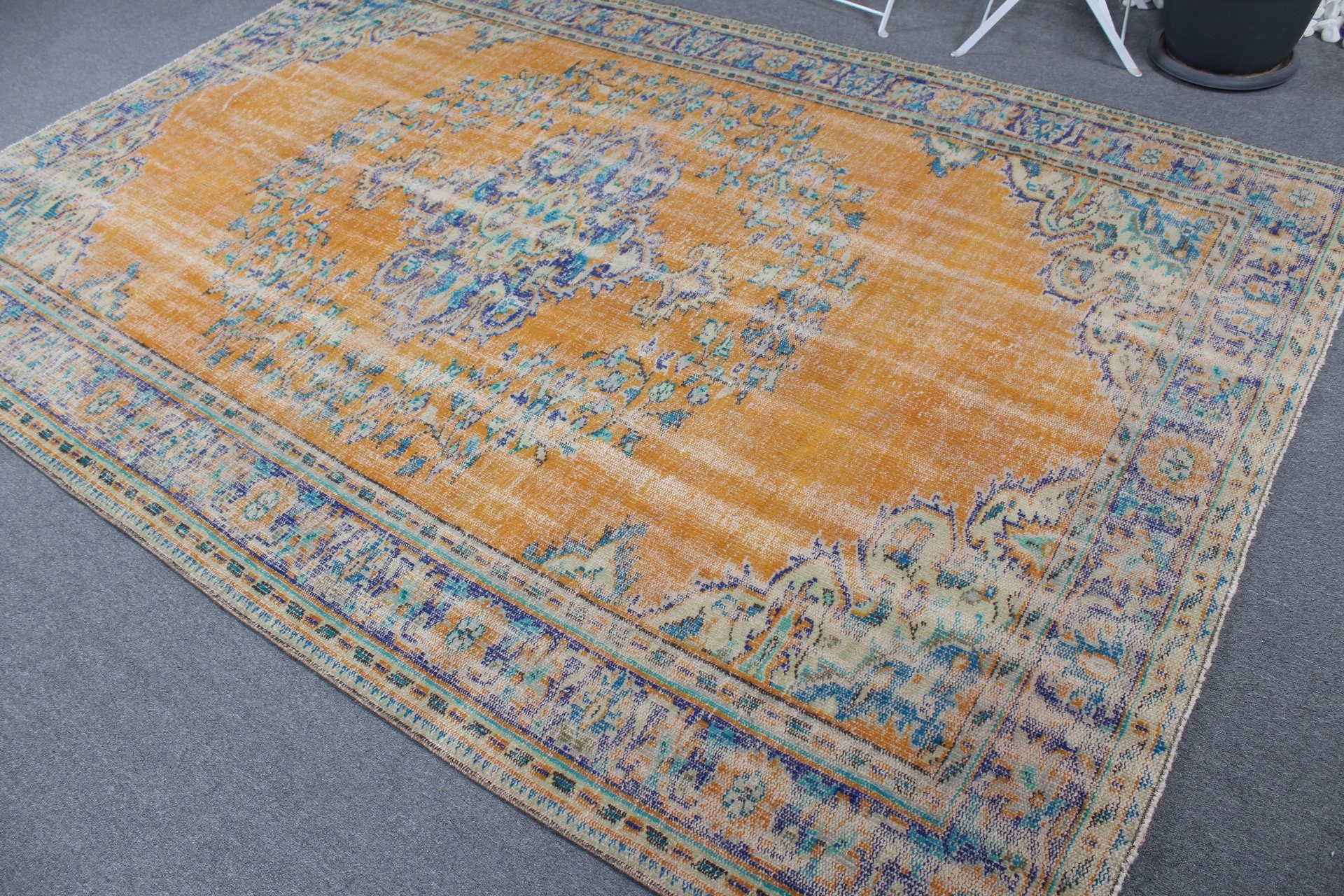 Vintage Rugs, Kitchen Rug, 6.3x9.4 ft Large Rugs, Turkish Rugs, Bedroom Rugs, Aztec Rug, Floor Rug, Yellow Home Decor Rug, Living Room Rugs