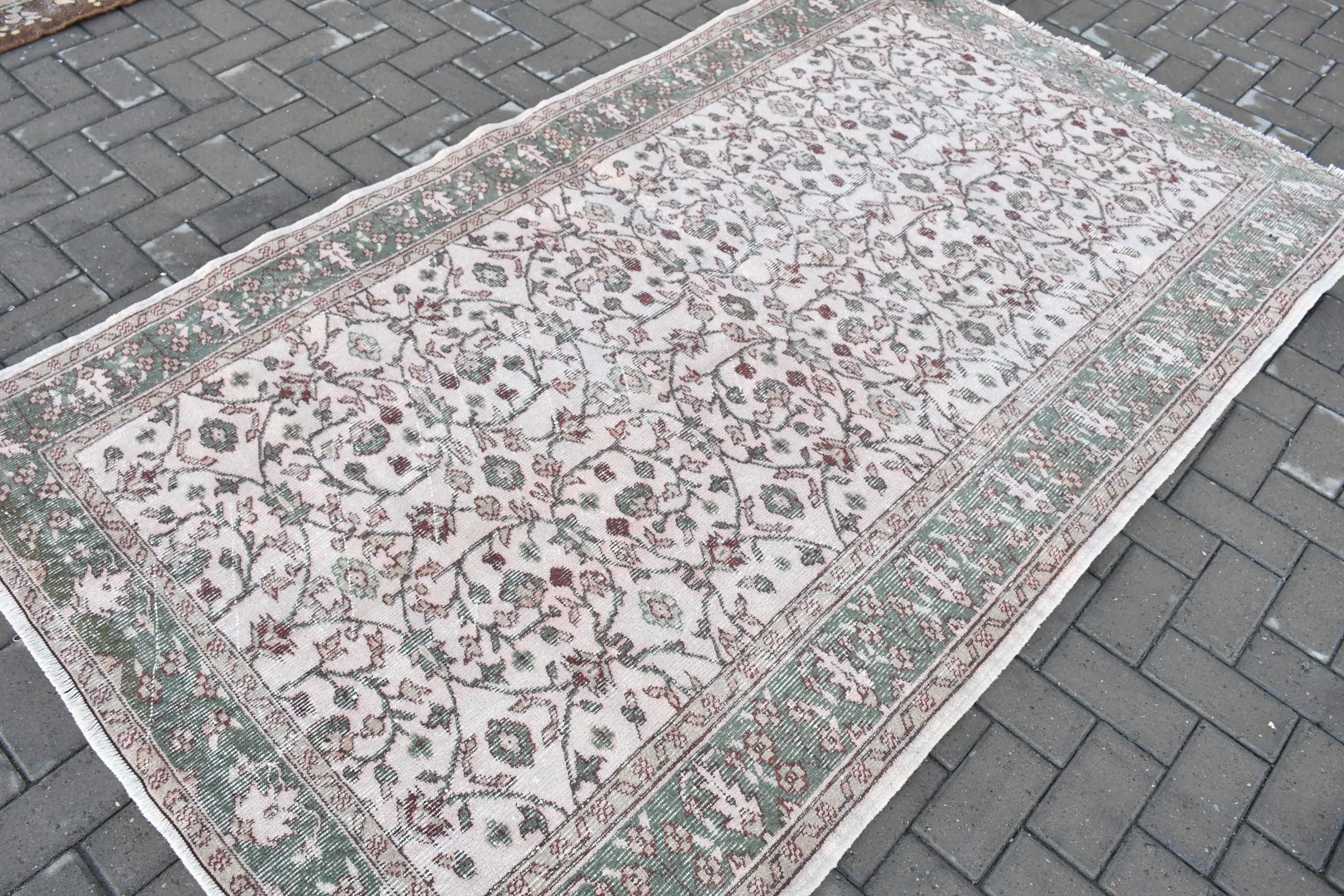 Dining Room Rug, Turkish Rugs, 4.7x8.1 ft Area Rug, Vintage Rug, Aesthetic Rug, Bedroom Rug, Green Floor Rug, Rugs for Indoor