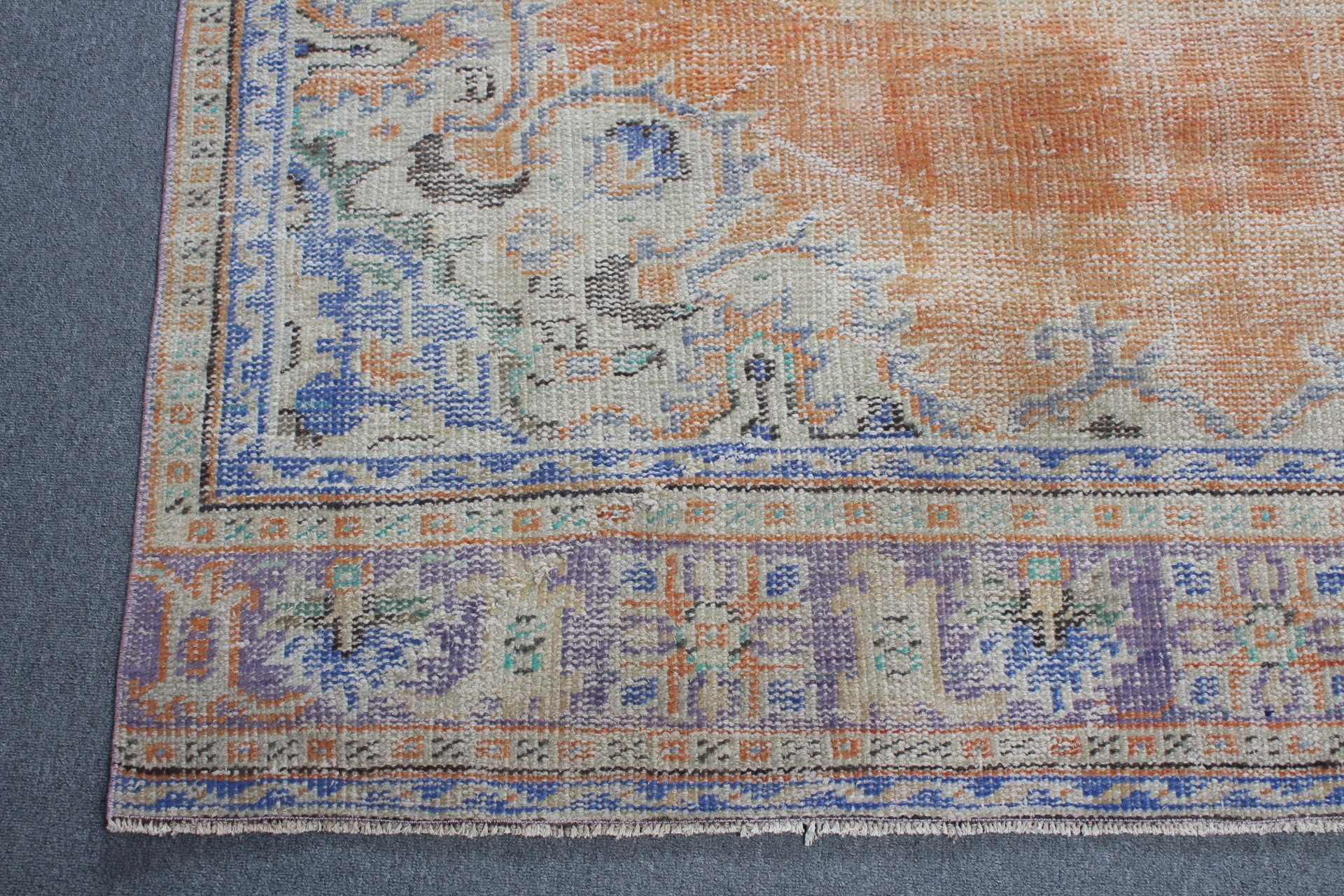 Turuncu Soğuk Halı, Vintage Halılar, Türk Halısı, Yer Halısı, Salon Halısı, 5.8x10.4 ft Büyük Halı, Yatak Odası Halısı, Yatak Odası Halıları, Oryantal Halı