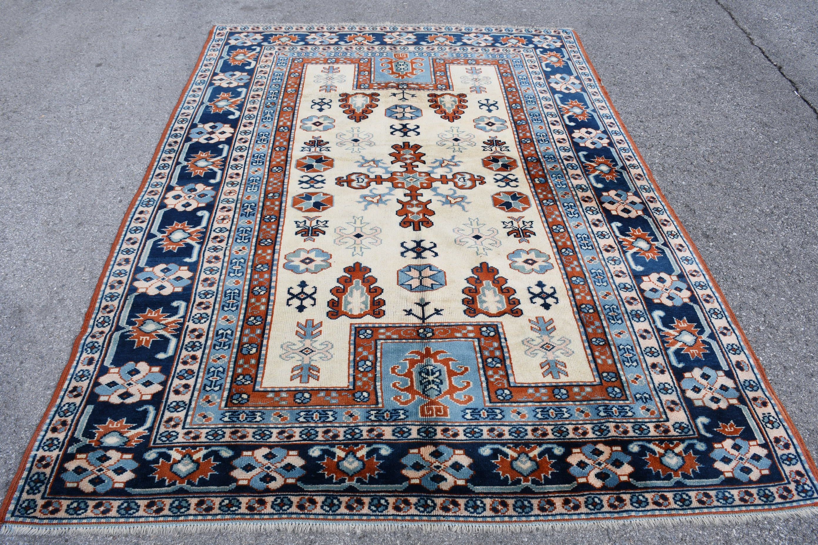 Living Room Rugs, Cool Rug, Turkish Rug, Ethnic Rugs, 5.8x8.2 ft Large Rugs, Dining Room Rugs, Blue Kitchen Rugs, Vintage Rug