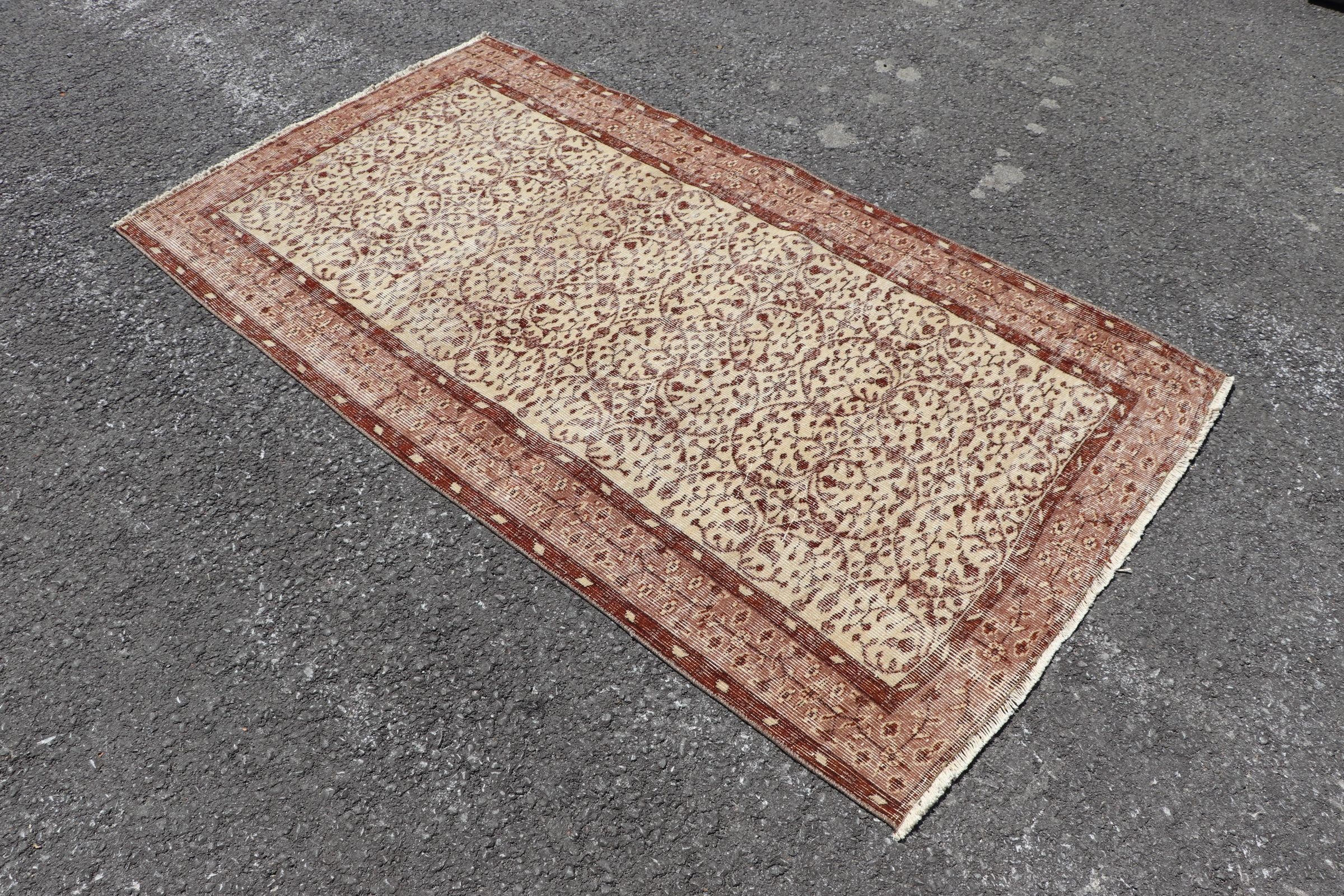 Floor Rug, Indoor Rugs, Turkish Rugs, Rugs for Indoor, Cute Rug, 3.8x6.6 ft Area Rug, Beige Moroccan Rugs, Vintage Rug