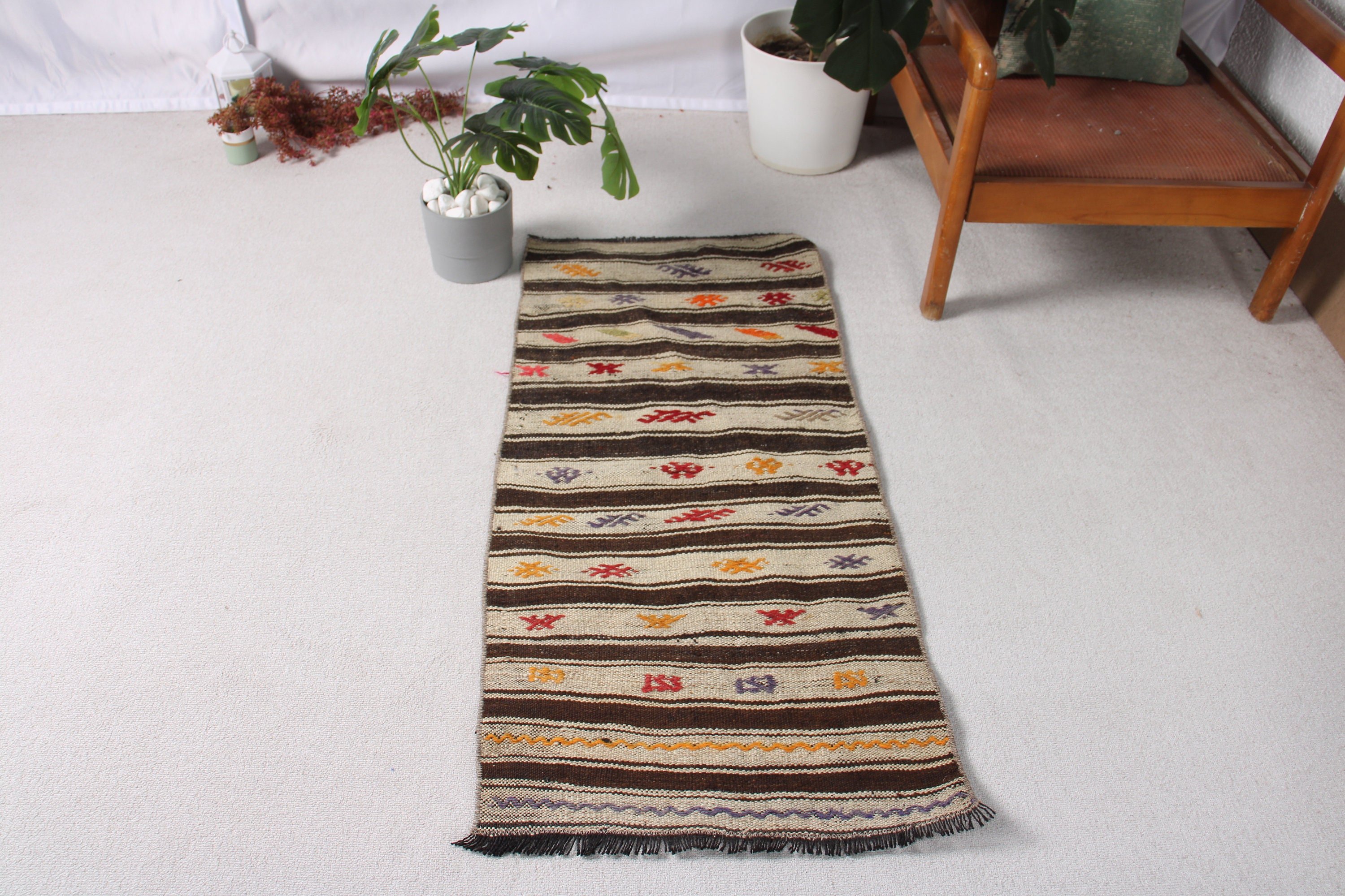 1.9x4 ft Small Rug, Turkish Rugs, Vintage Rug, Floor Rugs, Door Mat Rugs, Turkey Rugs, Handwoven Rug, Beige Home Decor Rugs, Small Area Rug