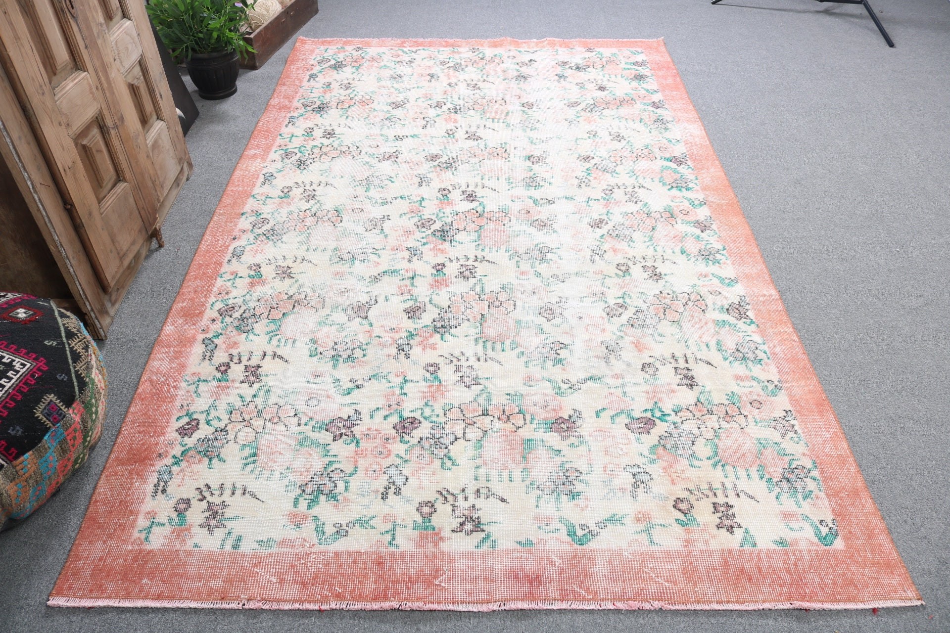 Modern Halı, Vintage Halılar, Egzotik Halı, Büyük Oushak Halı, Yatak Odası Halıları, 5.4x8.9 ft Büyük Halı, Bej Modern Halılar, Türk Halıları, Salon Halıları