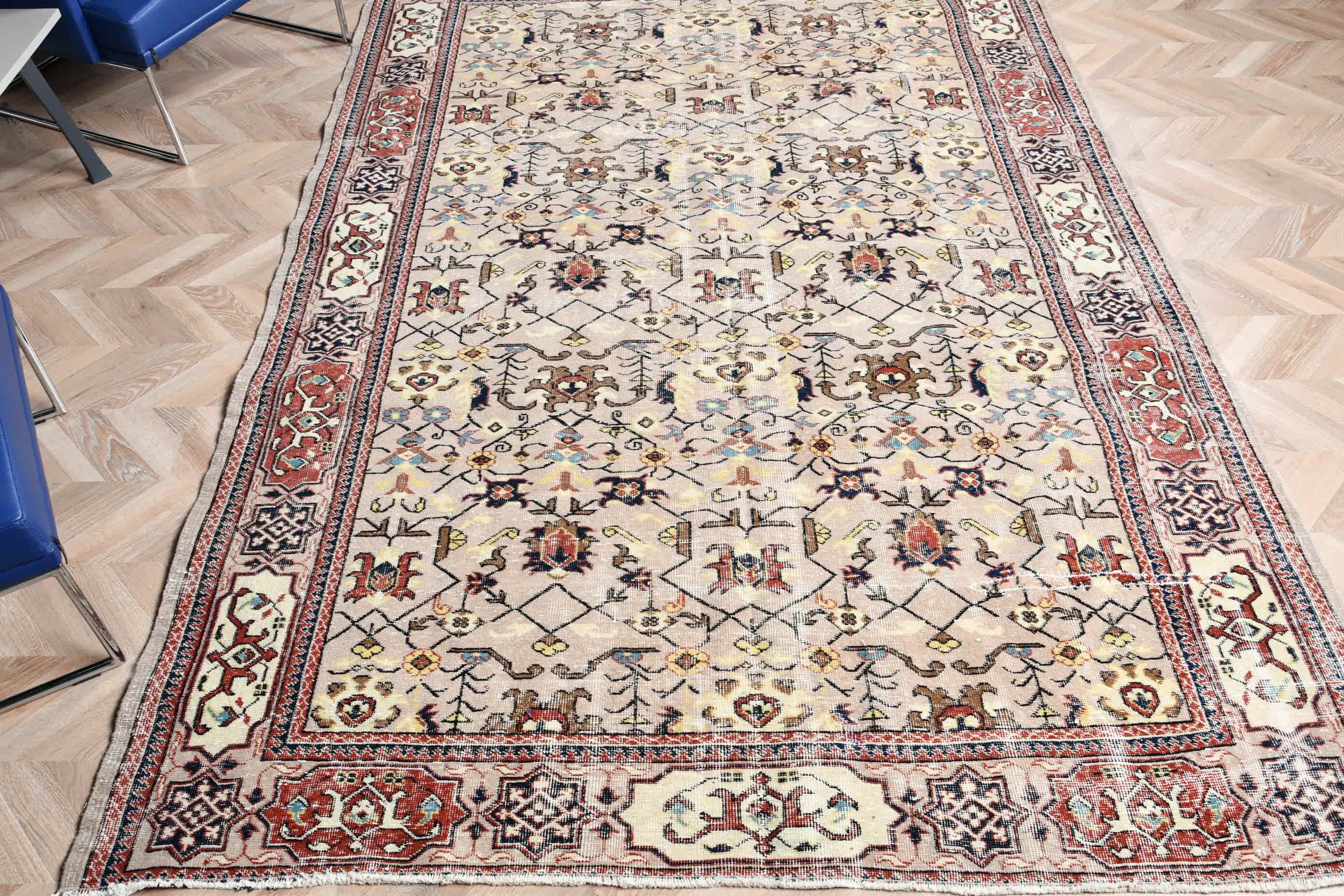 Turkish Rug, Living Room Rugs, Anatolian Rug, 6.4x9.4 ft Large Rugs, Home Decor Rug, Brown Antique Rugs, Vintage Rugs, Dining Room Rug