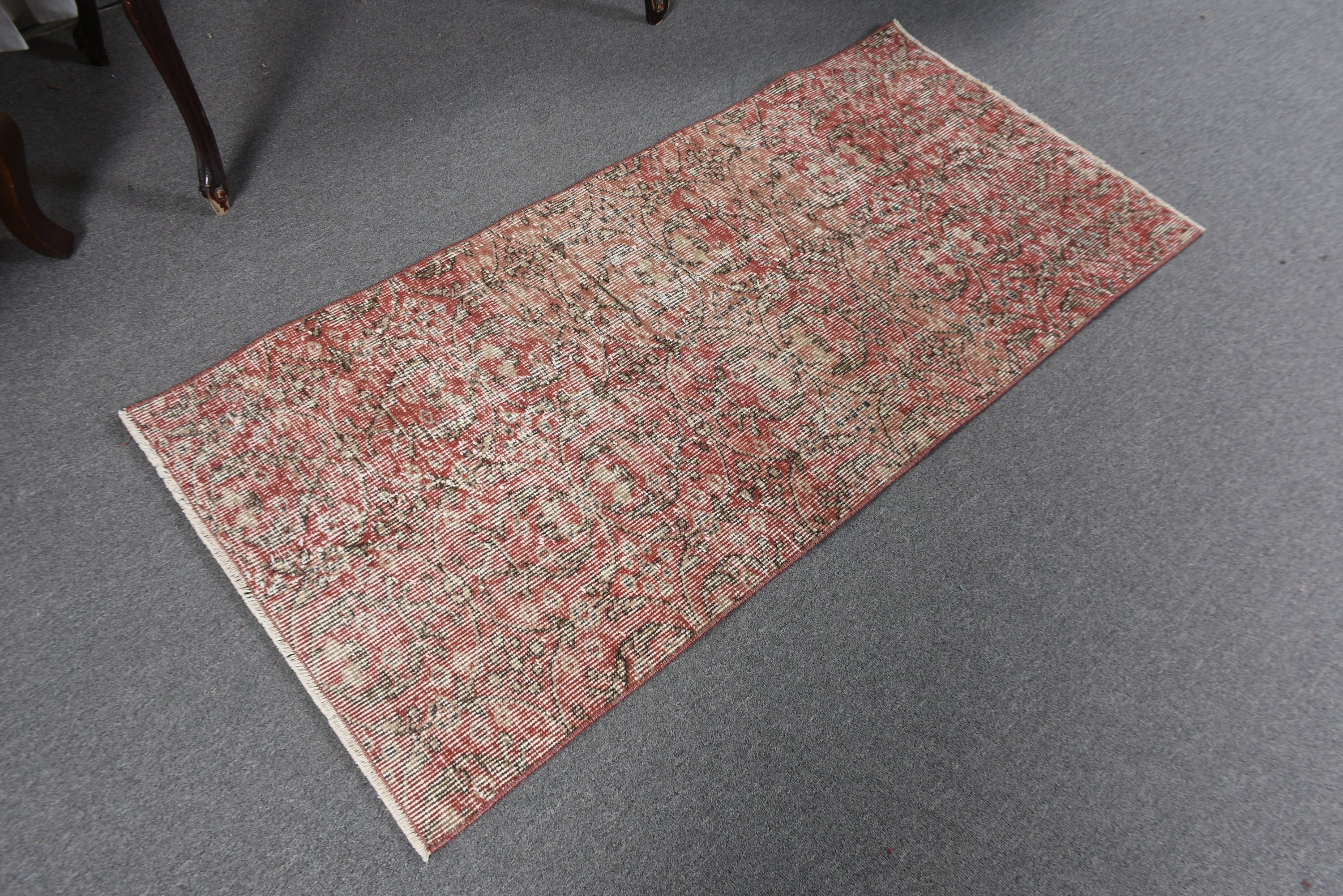 Kırmızı Geometrik Halılar, Mutfak Halısı, Giriş Halıları, Vintage Halı, Türk Halısı, Aztek Halısı, Çocuk Halısı, 2.2x4.7 ft Küçük Halı