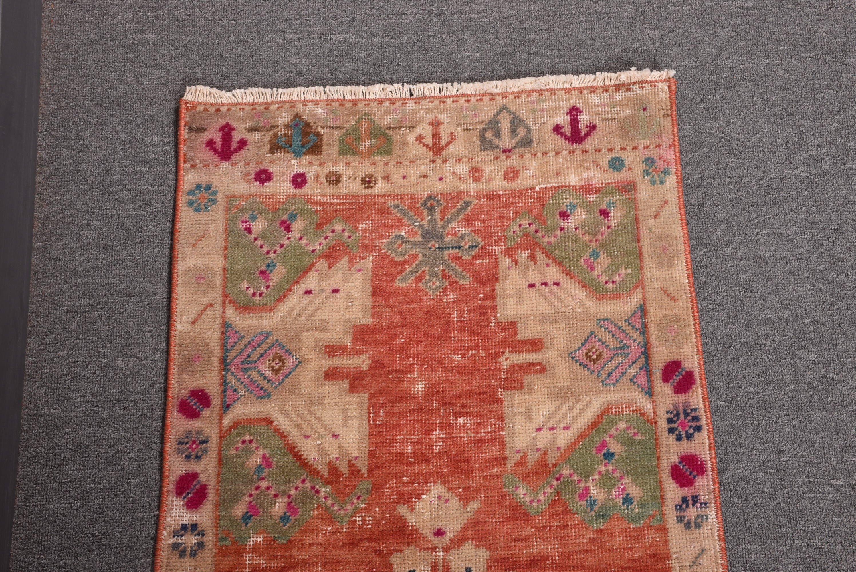 Küçük Vintage Halılar, Araba Paspas Halısı, Türk Halıları, Yatak Odası Halısı, Oryantal Halı, Bej Oushak Halısı, 1.6x3.6 ft Küçük Halı, Vintage Halılar, Organik Halı