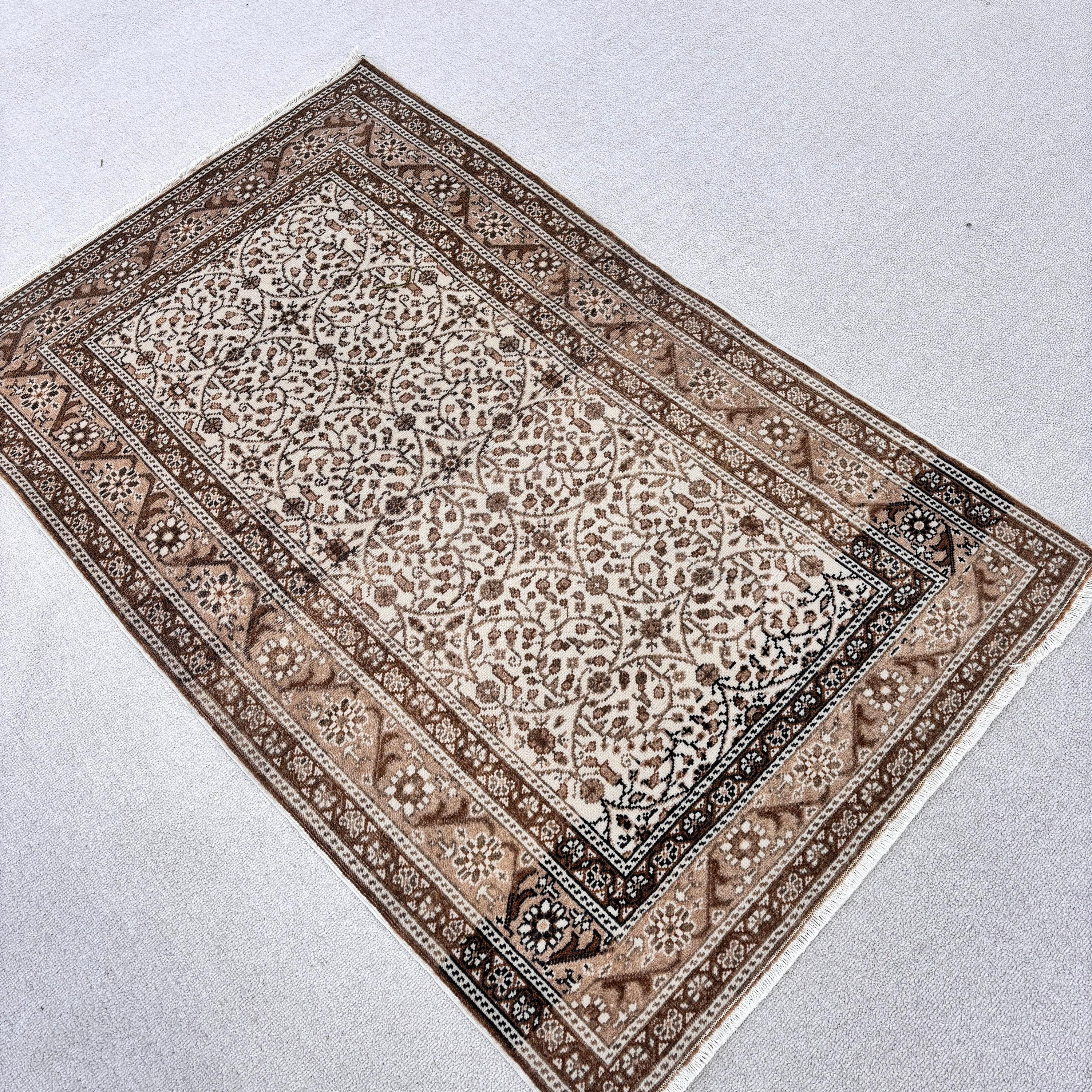 Giriş Halıları, Bej Geometrik Halılar, Ev Dekorasyonu Halısı, Türk Halıları, Boho Halıları, Vintage Halı, Oryantal Halı, Yatak Odası Halısı, 2,8x4,4 ft Küçük Halı