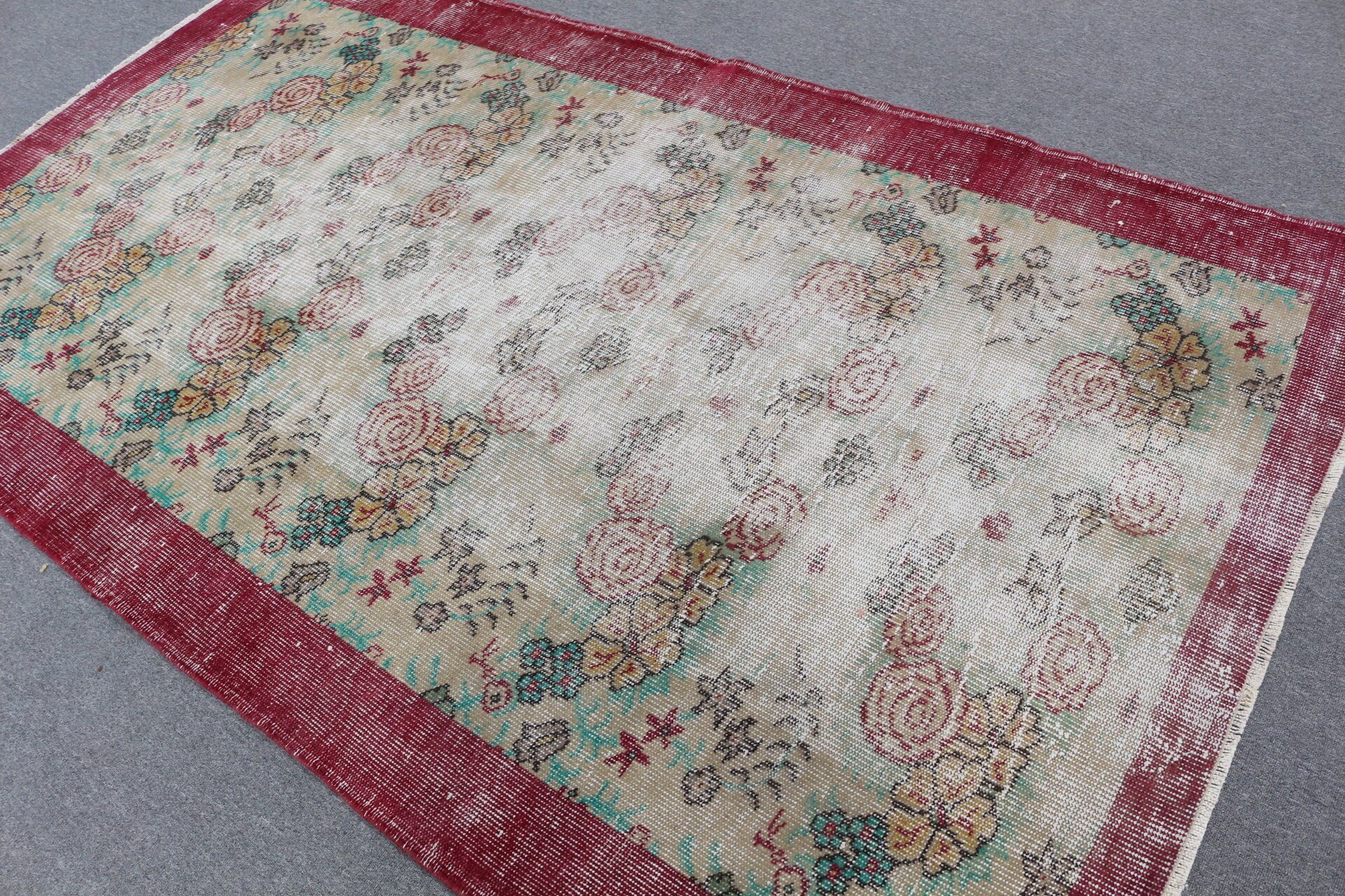 Bright Rugs, Beige Antique Rug, Dining Room Rug, Vintage Rug, Turkish Rug, Bedroom Rugs, Salon Rug, Oriental Rugs, 4.9x8.3 ft Large Rug