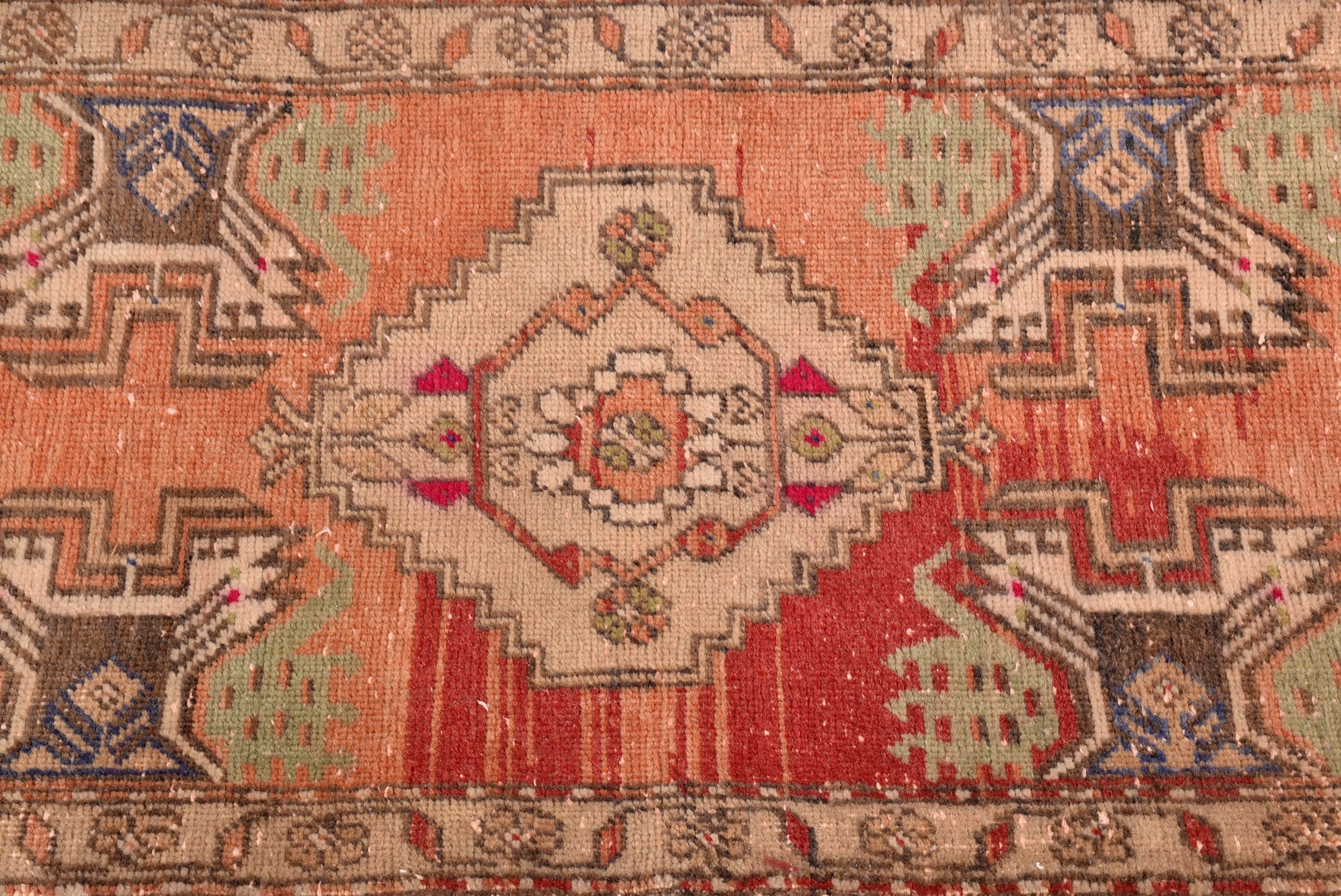 Aztec Rug, Vintage Rugs, Turkish Rugs, Orange Cool Rug, Geometric Rug, Entry Rugs, 1.8x3.4 ft Small Rugs, Bathroom Rugs, Oushak Rugs