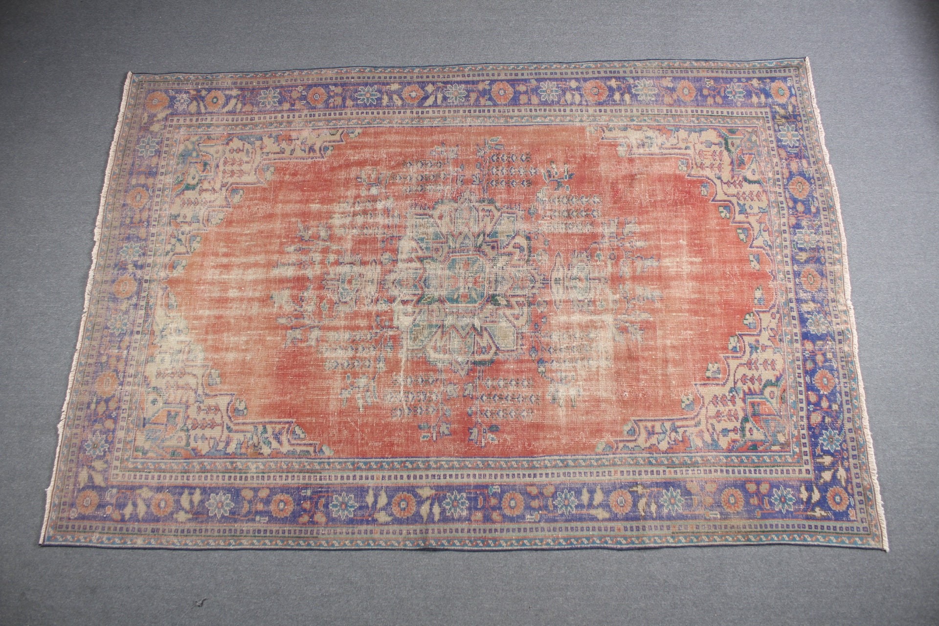 Kırmızı Anadolu Halıları, Havalı Halılar, Oryantal Halı, Vintage Halı, Salon Halısı, Oturma Odası Halısı, 7.3x10.9 ft Büyük Boy Halı, Türk Halısı, Otantik Halı